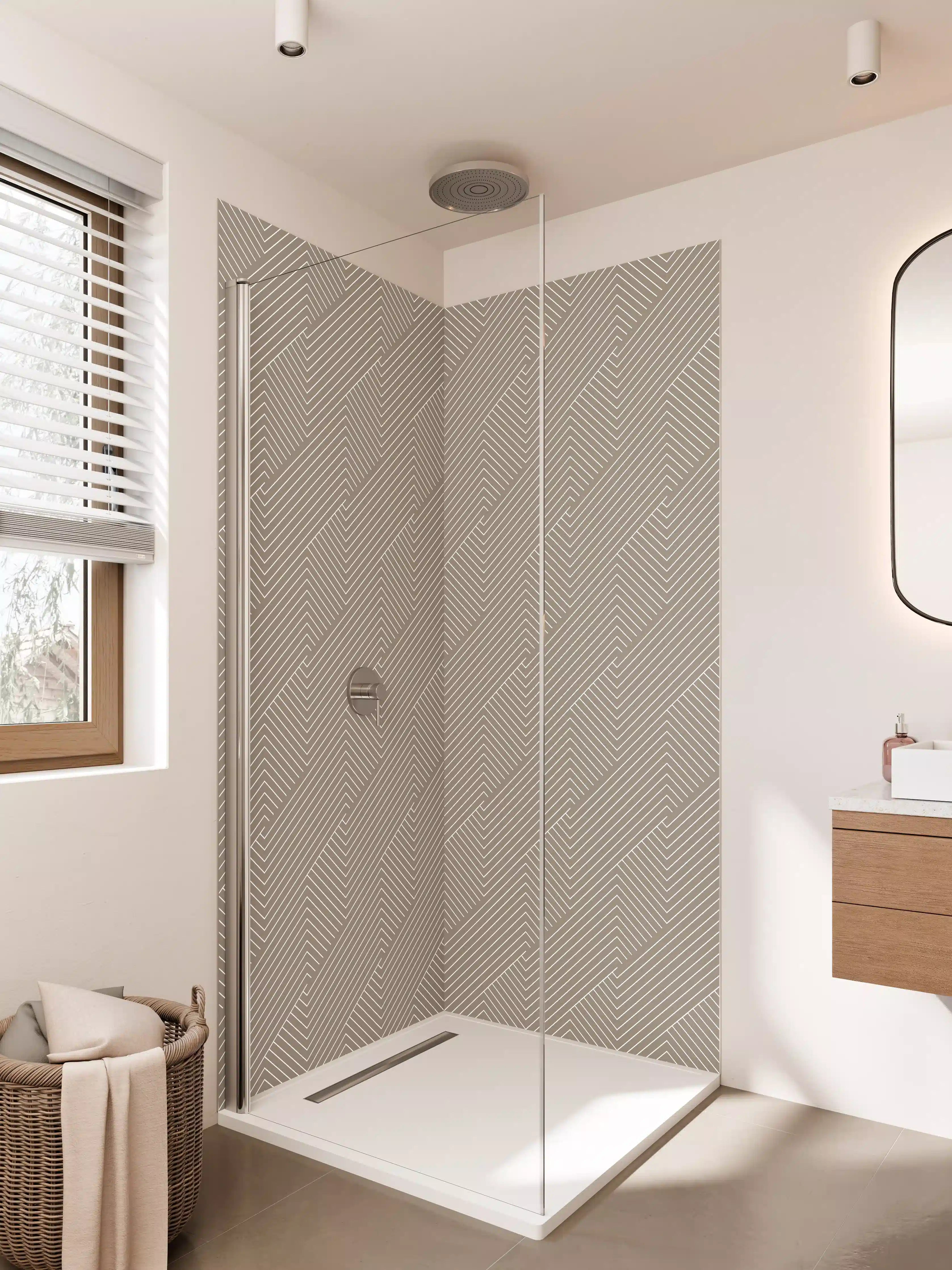 Duschrückwand - Beige-Muster mit feiner Linienstruktur