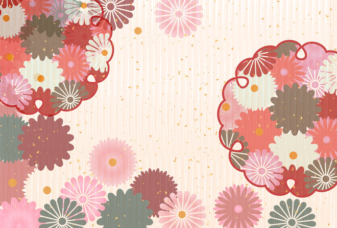 Duschrückwand - Beige-Rosa Blumenmuster Illustration