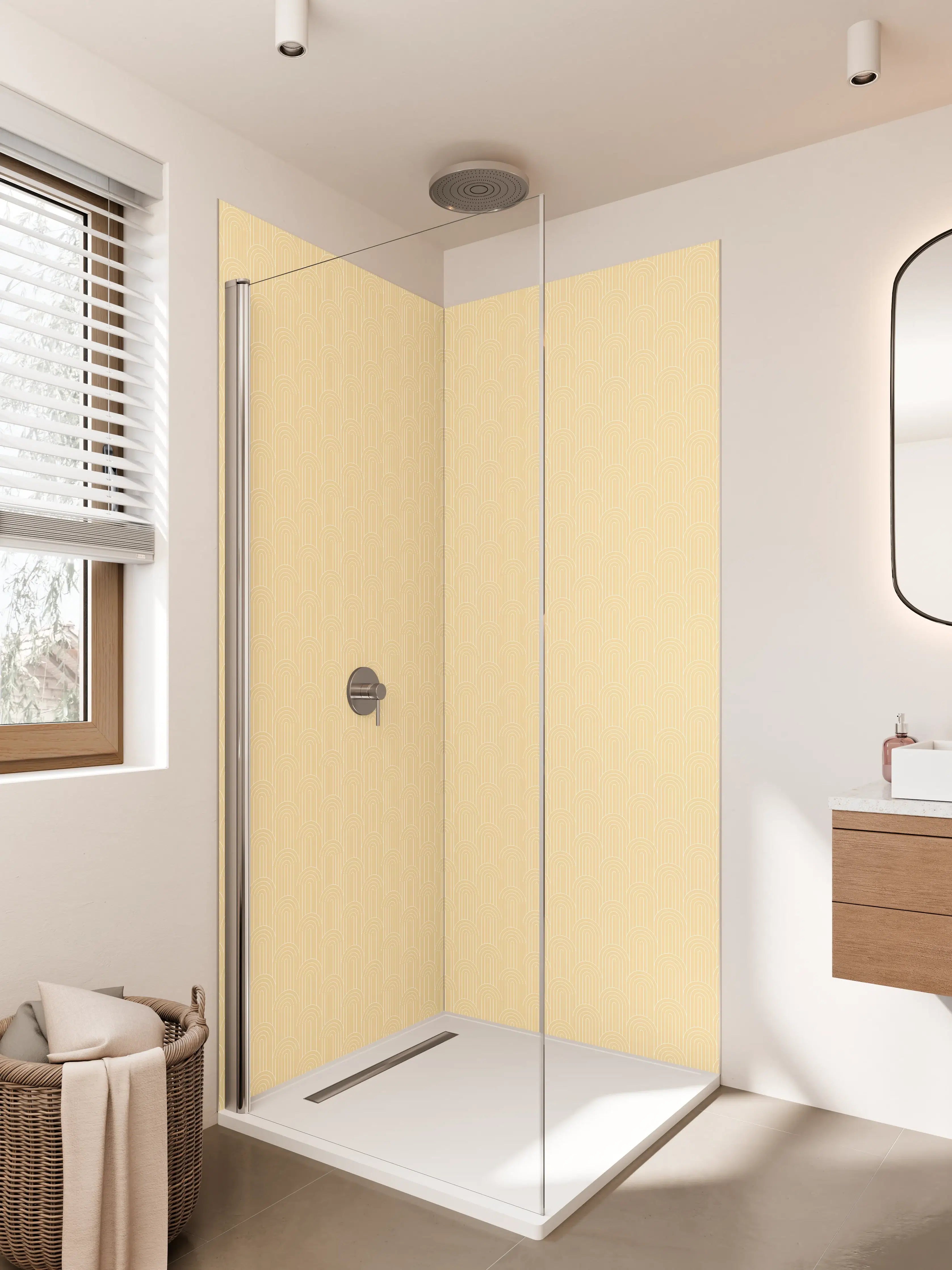 Duschrückwand - Beige Textur mit feiner Musterung