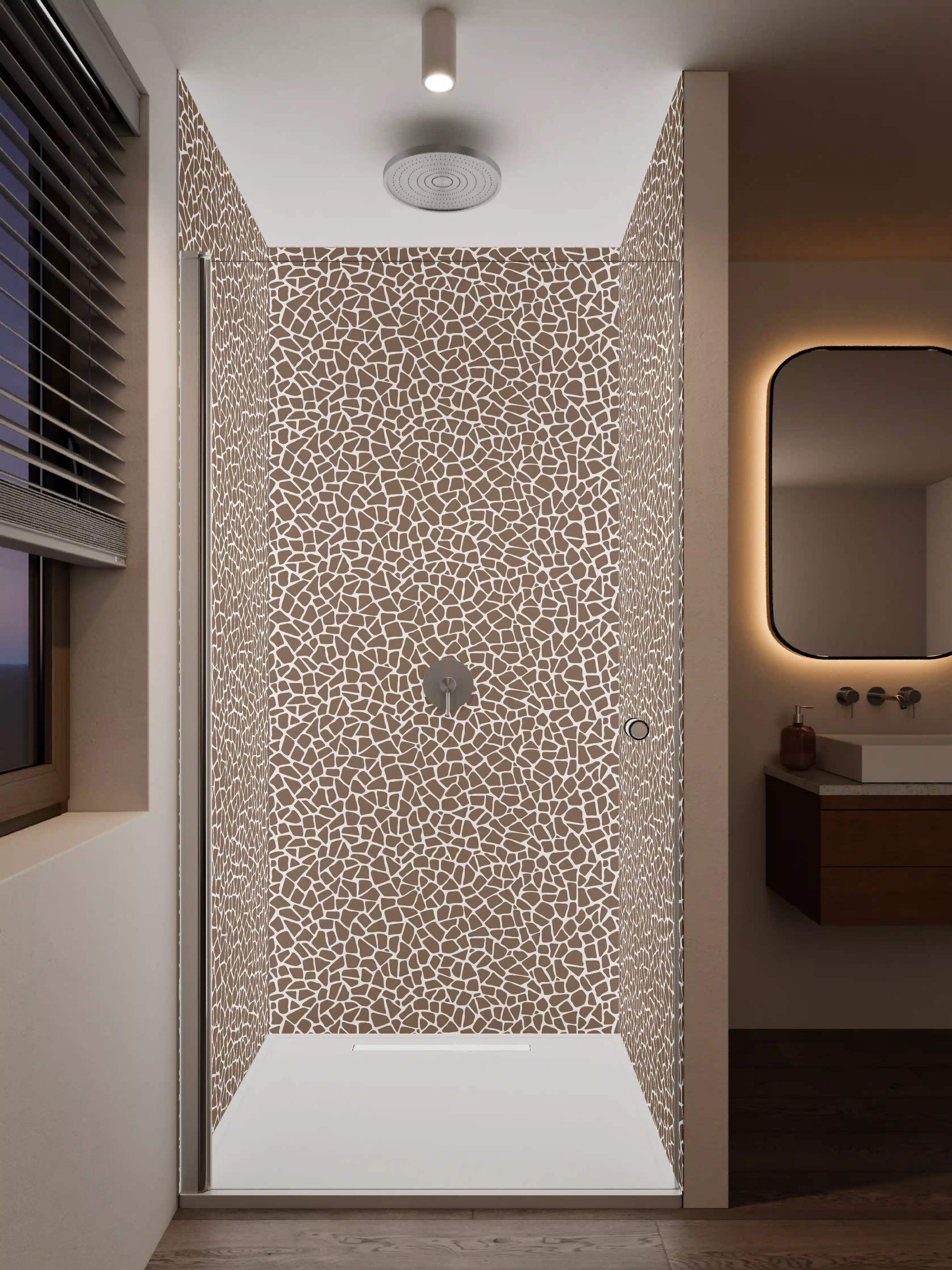 Duschrückwand - Beige Tiermuster mit feiner Struktur