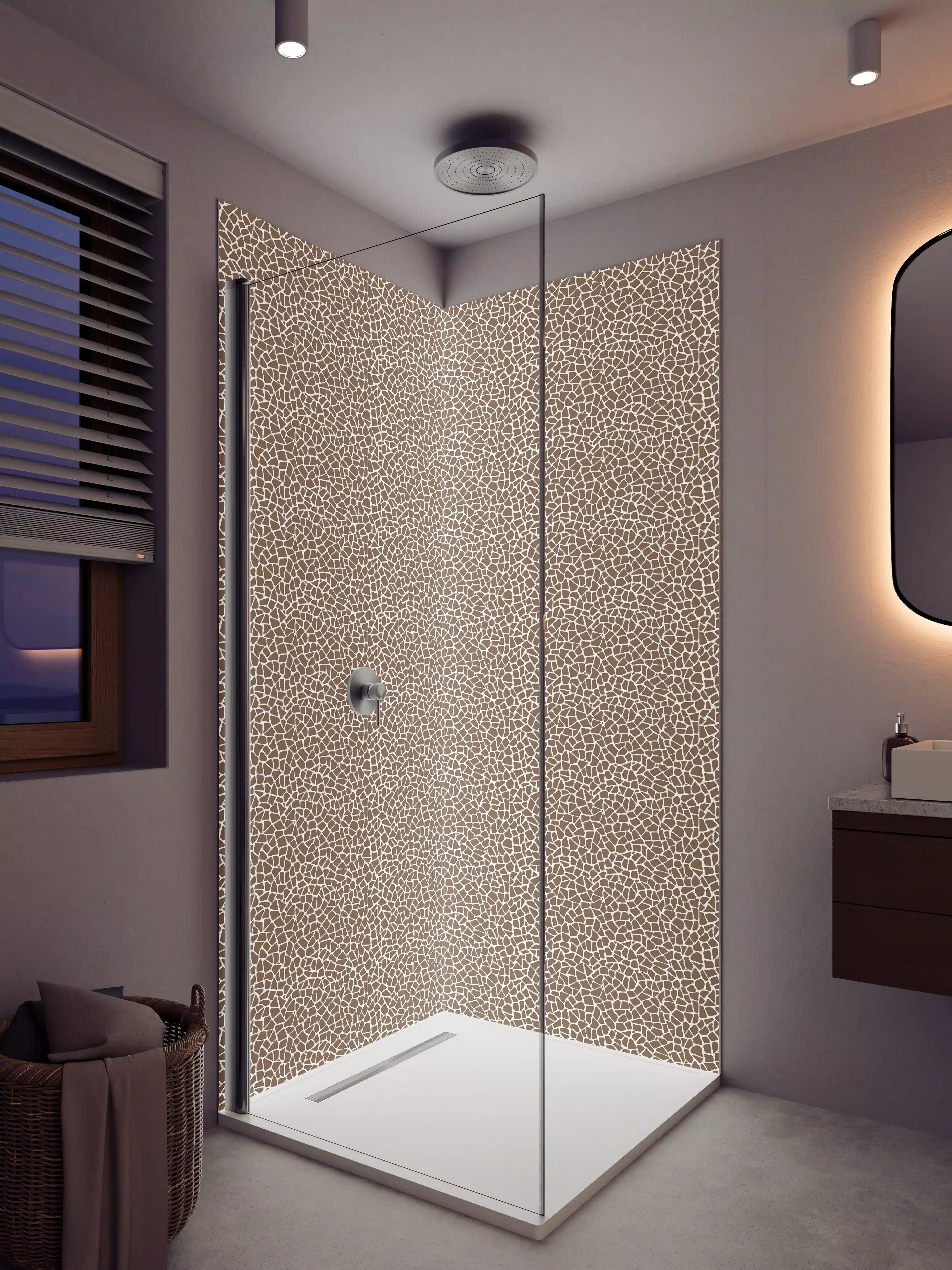 Duschrückwand - Beige Tiermuster mit feiner Struktur