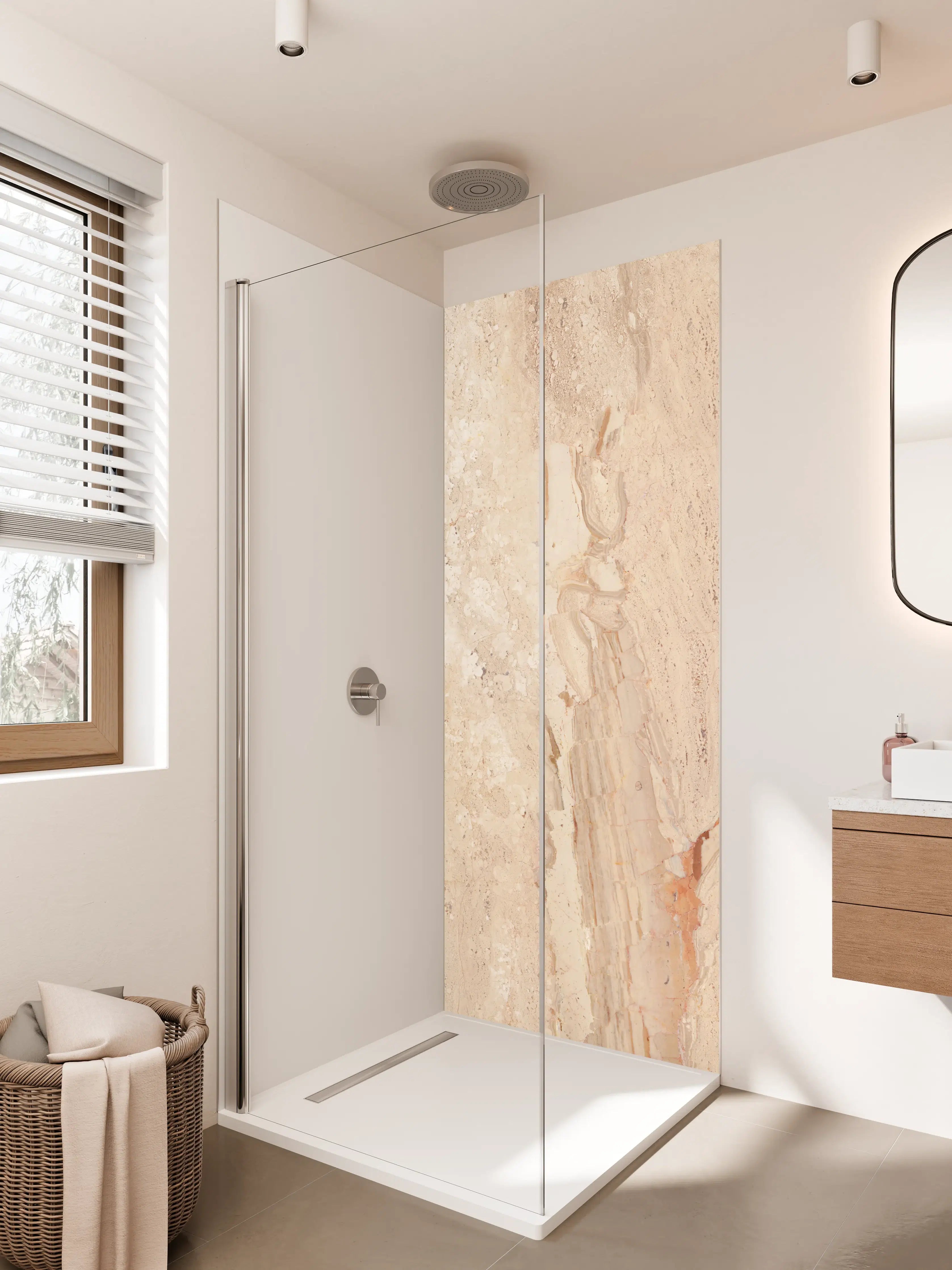 Duschrückwand - Beige Travertin Steinoptik