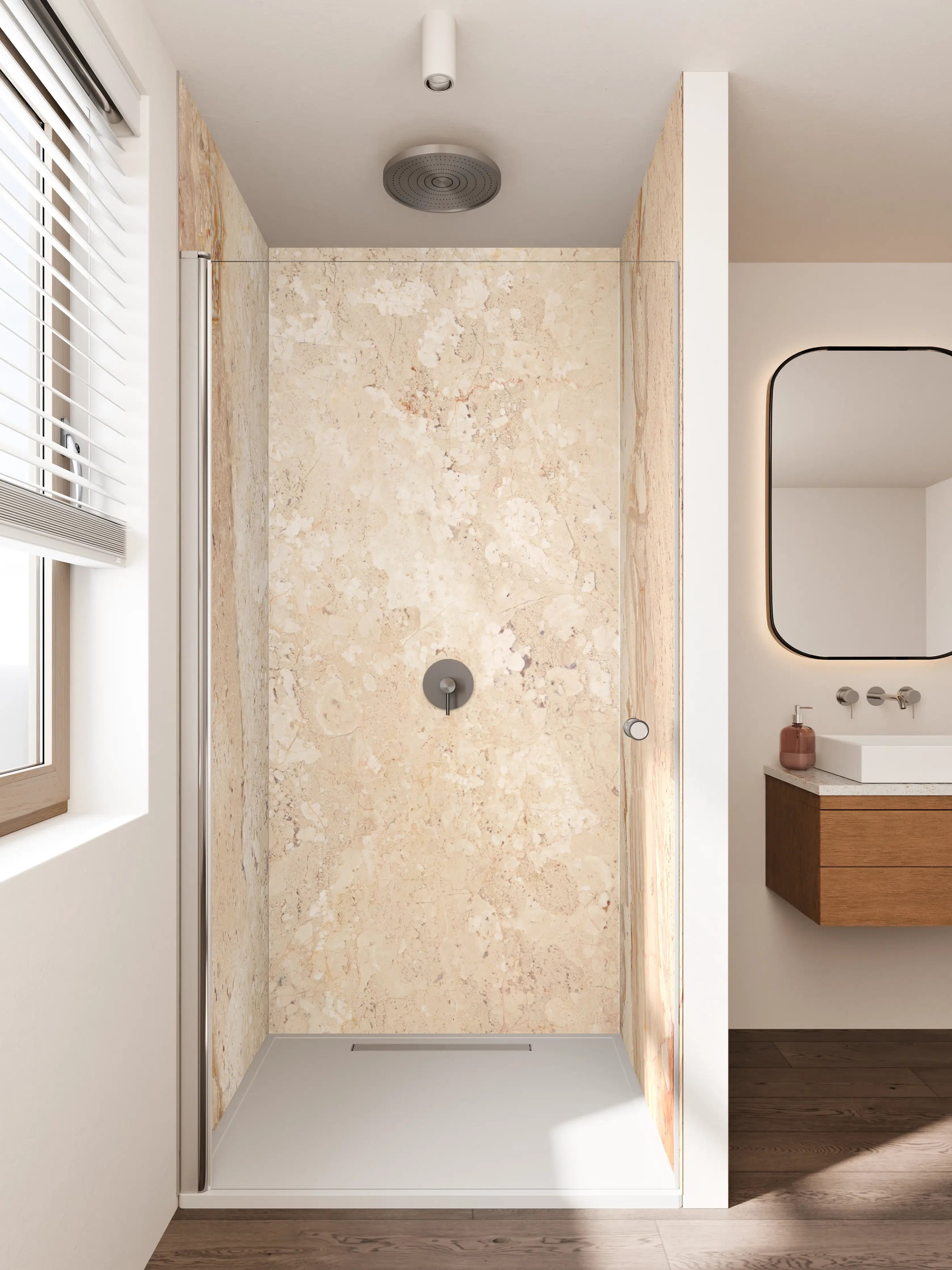 Duschrückwand - Beige Travertin Steinoptik