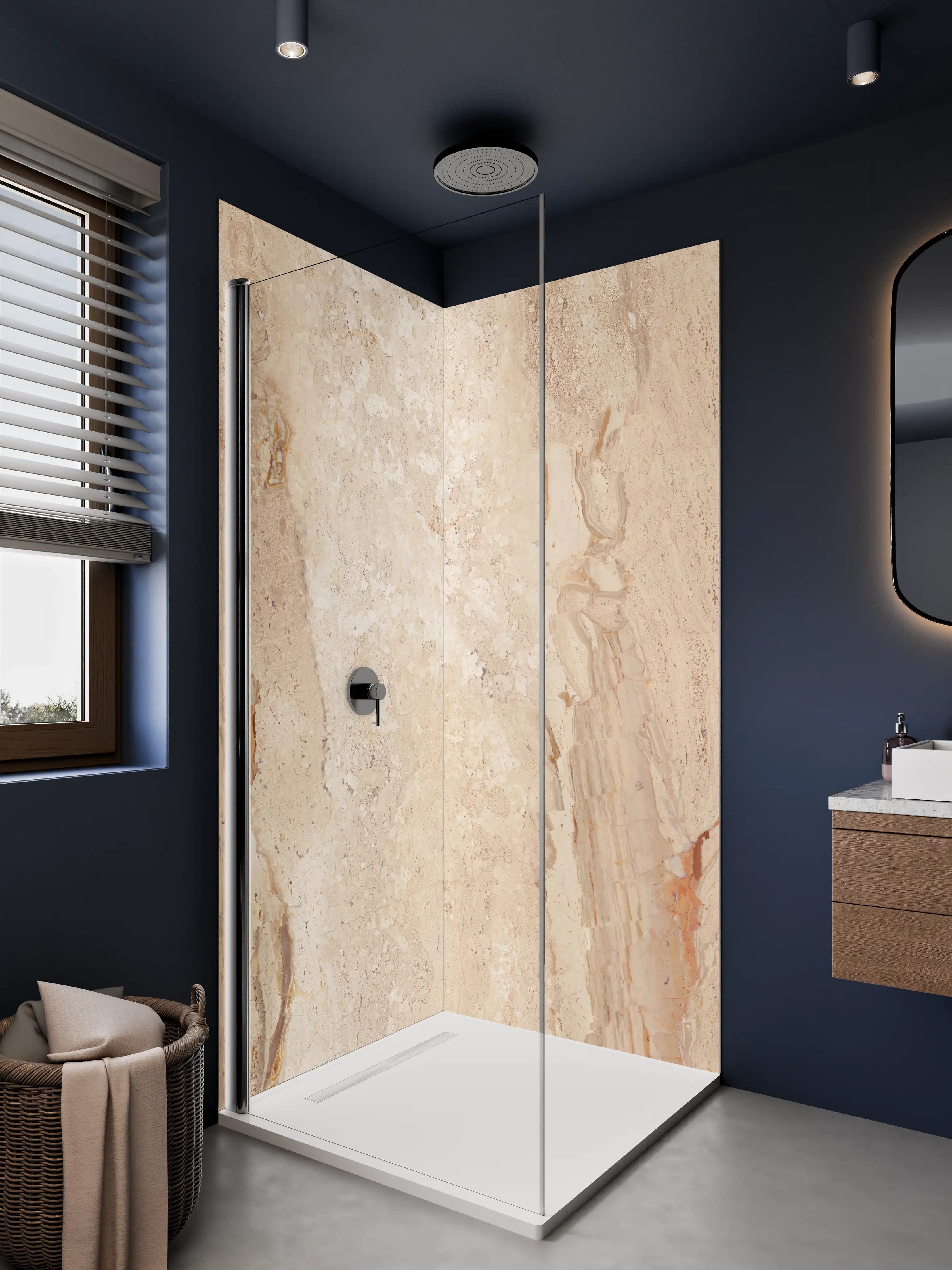 Duschrückwand - Beige Travertin Steinoptik