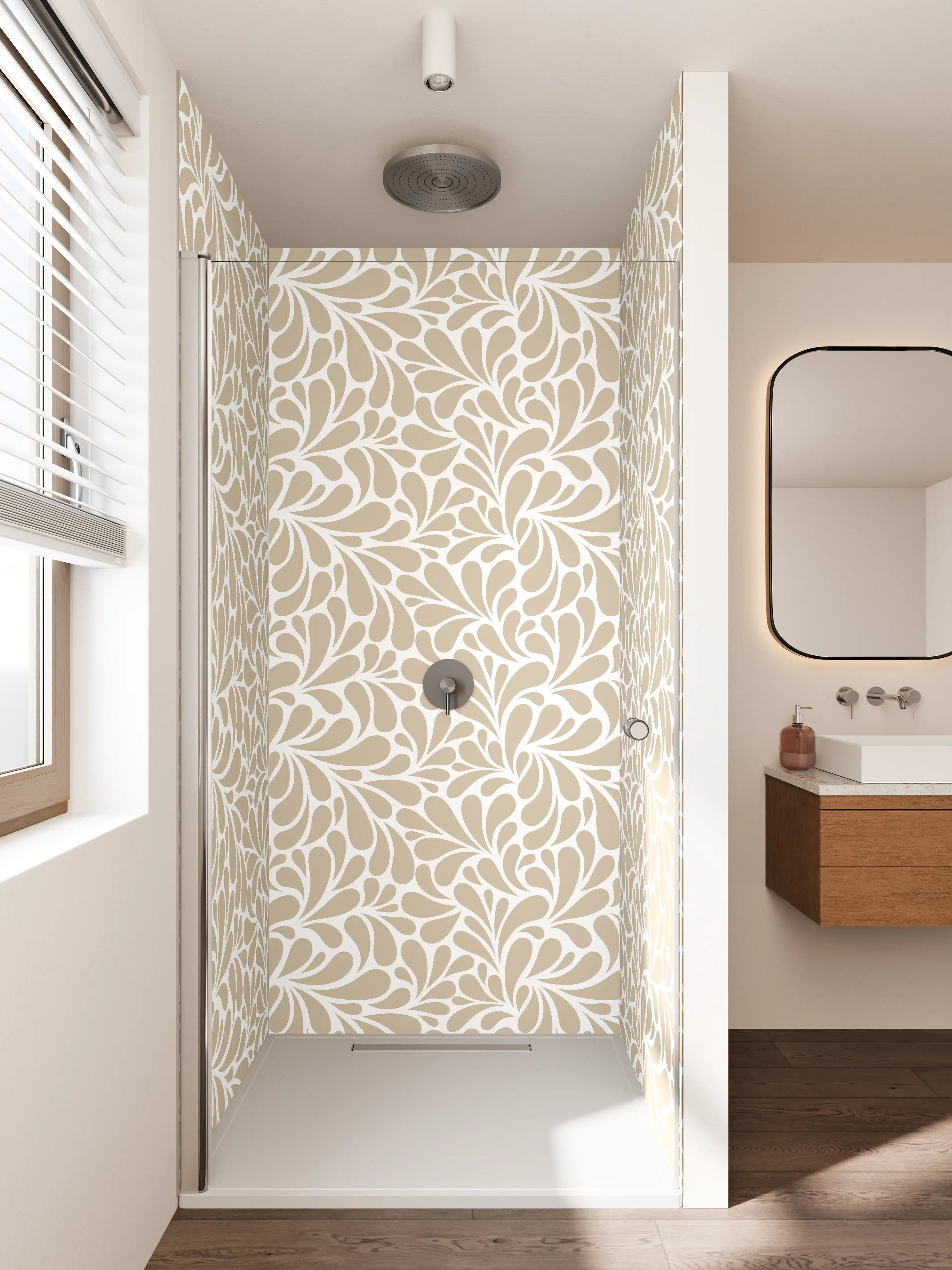 Duschrückwand - Beige-Weiße Muster-Textur