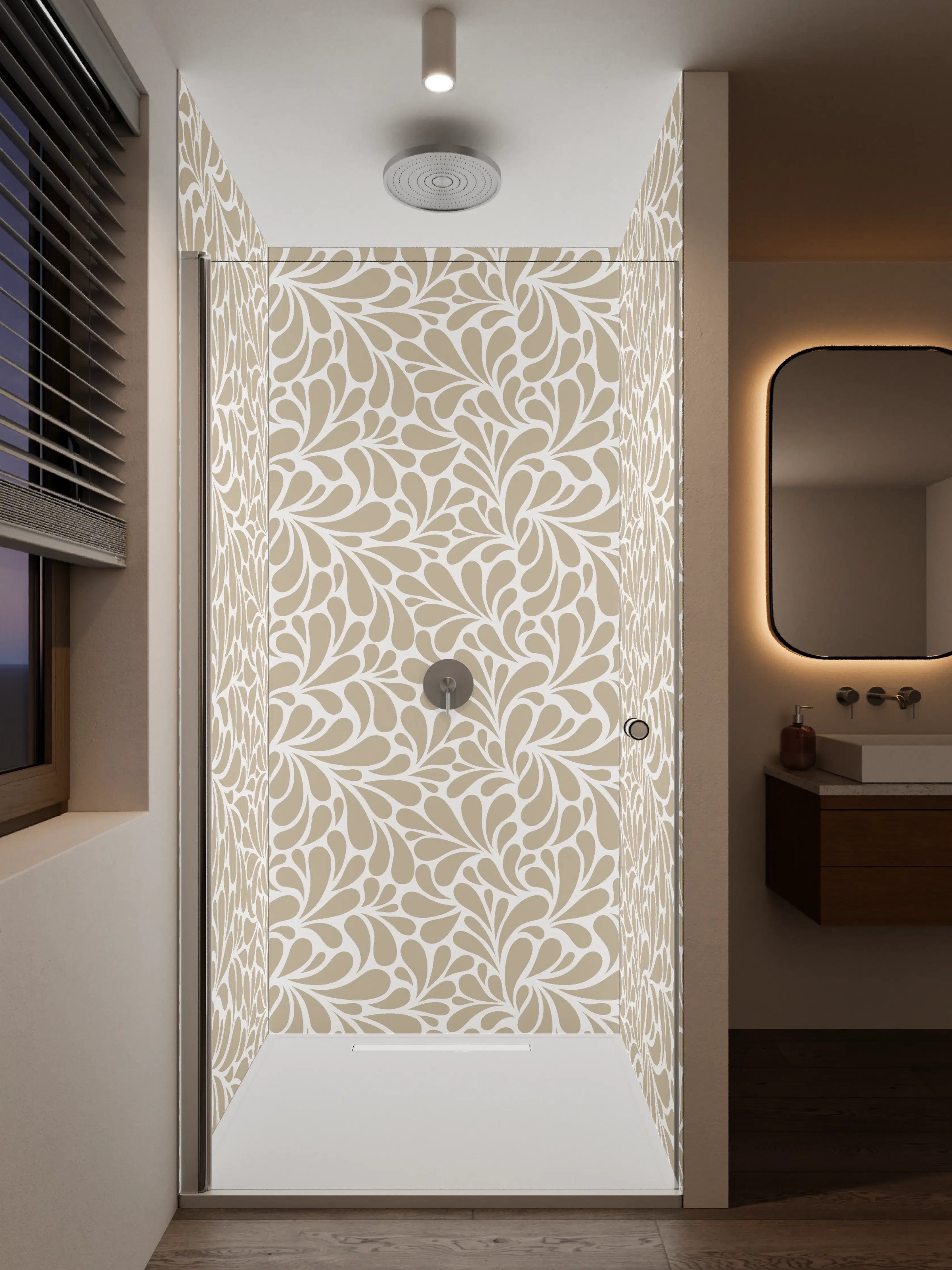 Duschrückwand - Beige-Weiße Muster-Textur