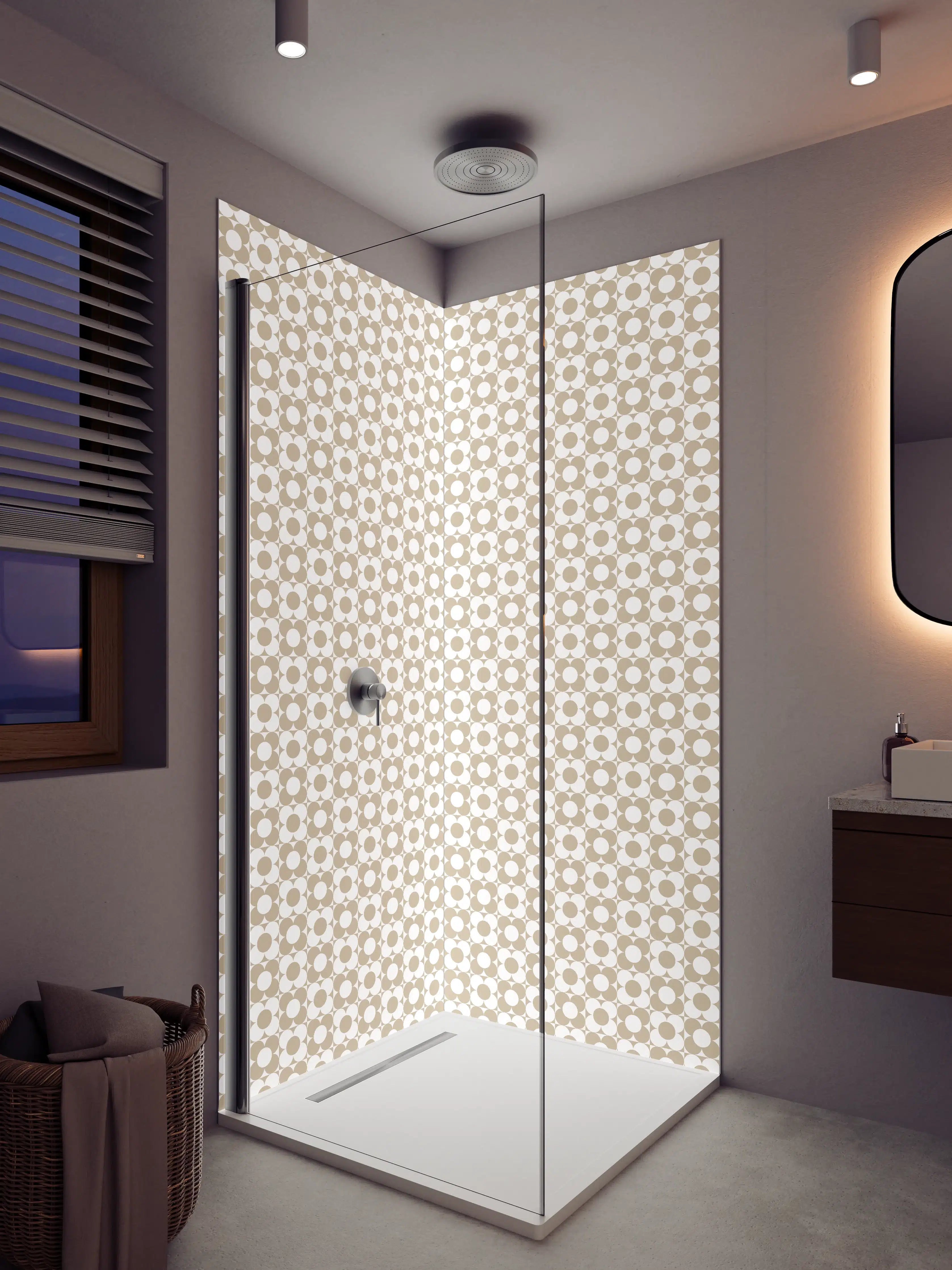 Duschrückwand - Beige-Weiße Musterstruktur