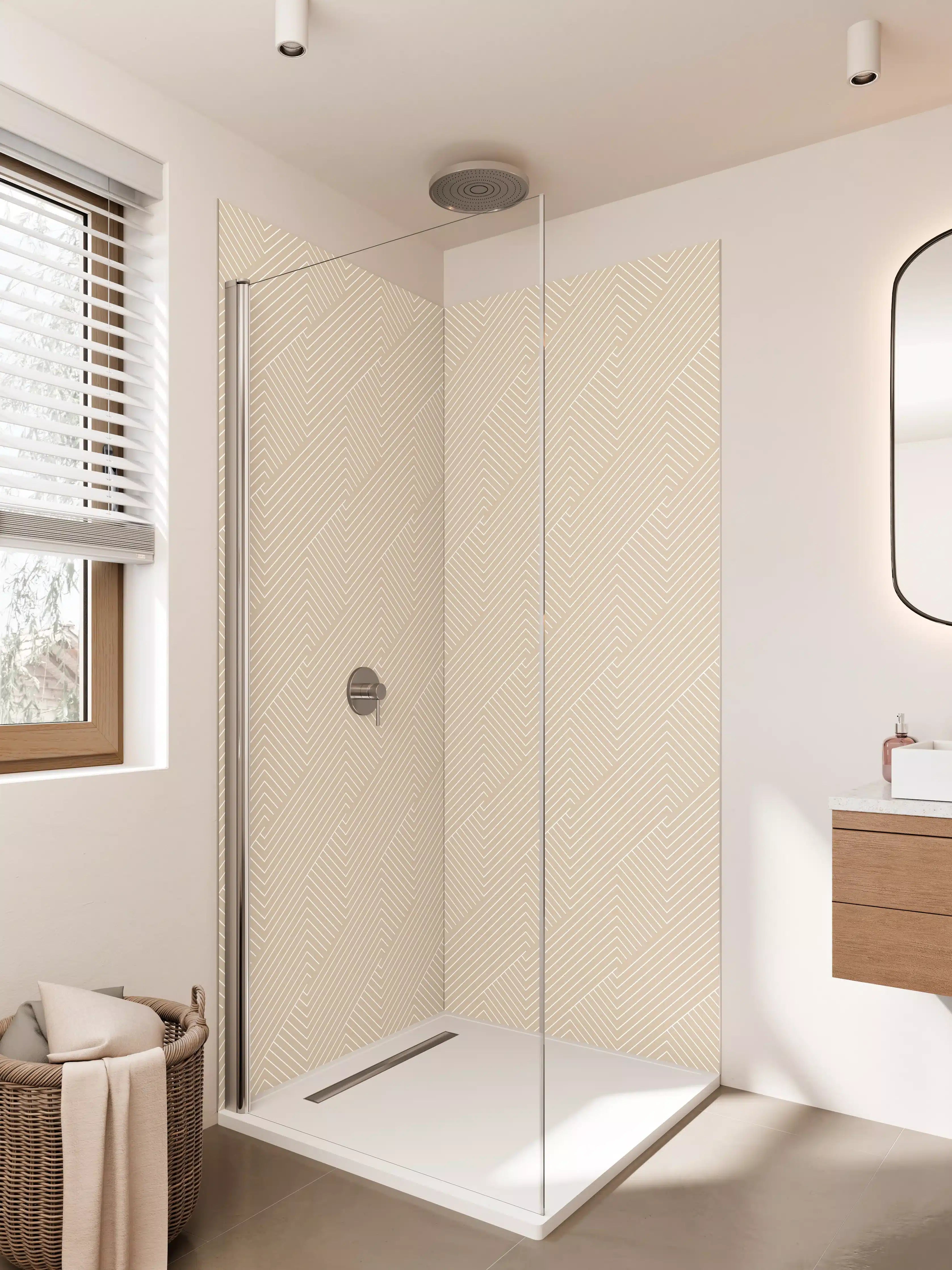 Duschrückwand - Beige geometrische Design-Textur