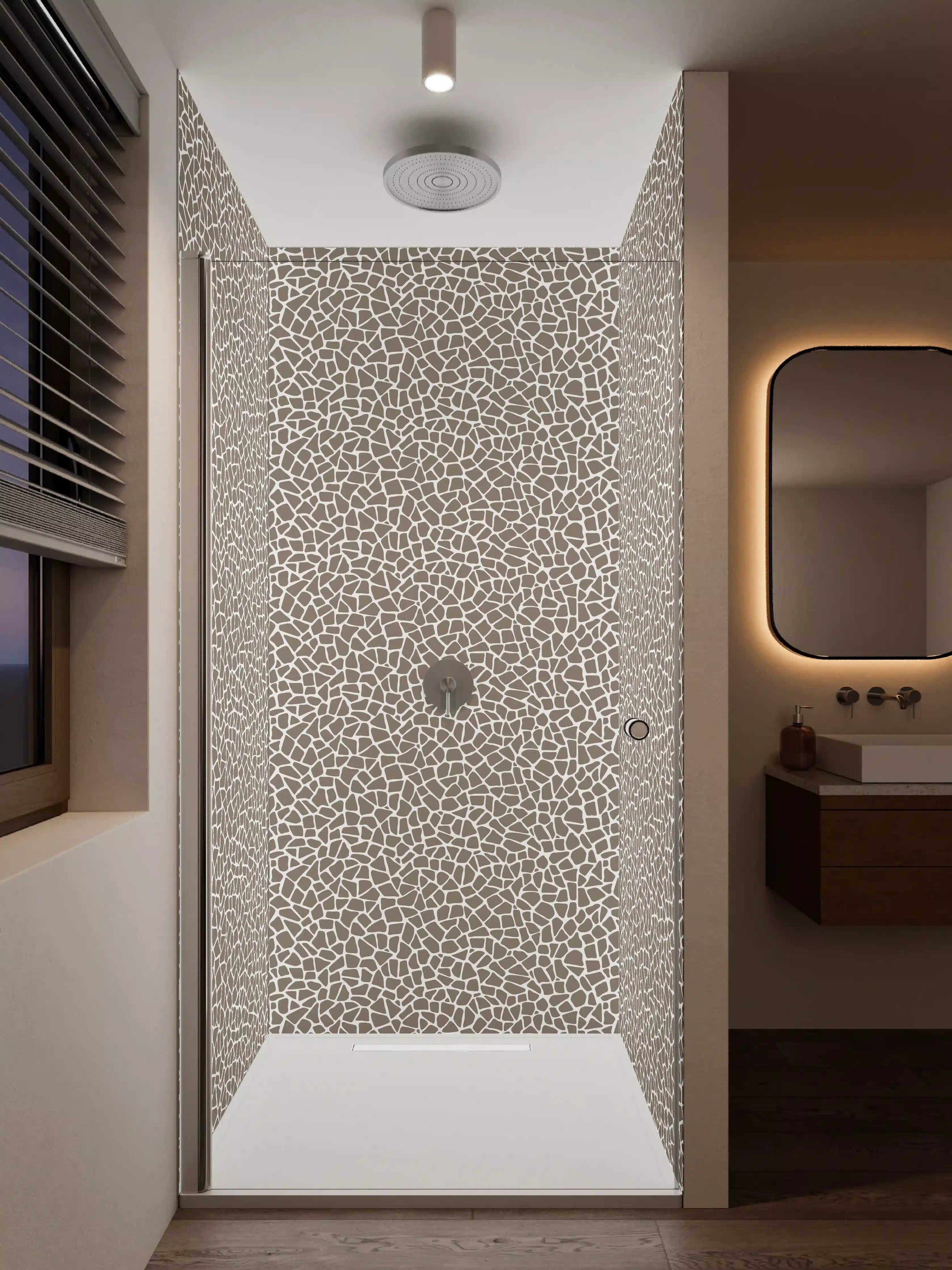 Duschrückwand - Beige-tausendmuster mit feinen Linien
