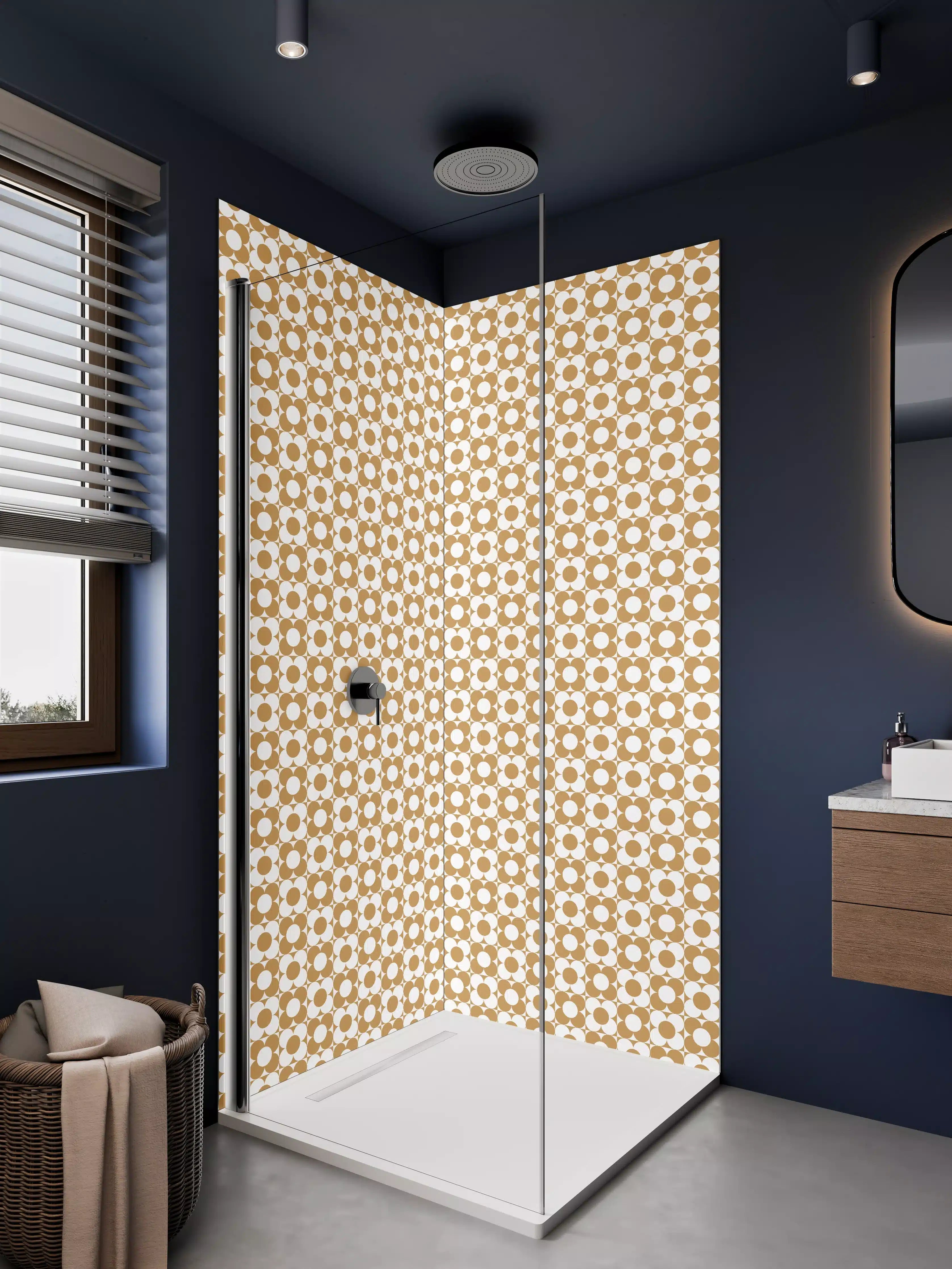 Duschrückwand - Beige und Weiße Muster