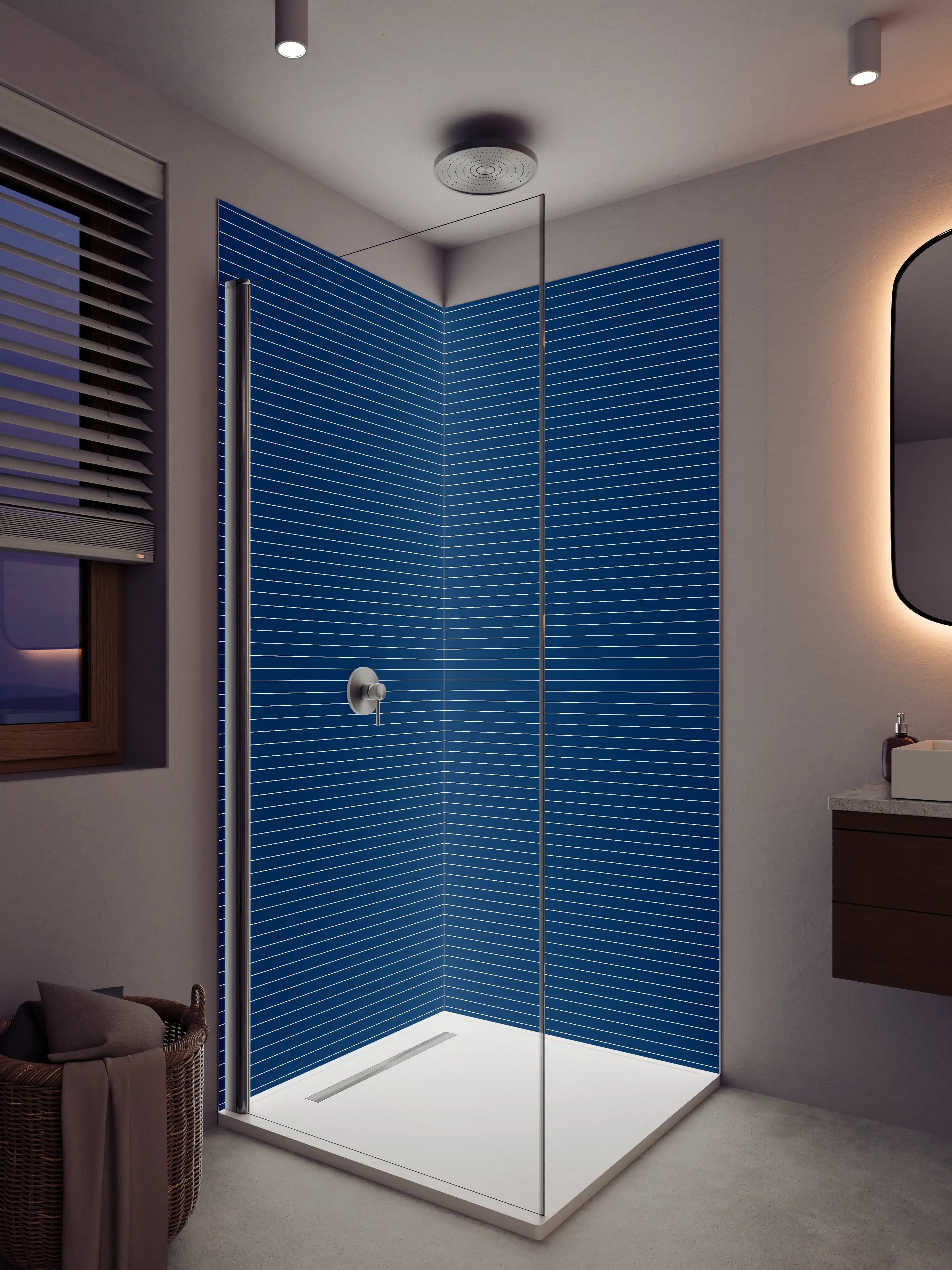 Duschrückwand - Blaue striped Textur, moderne Design