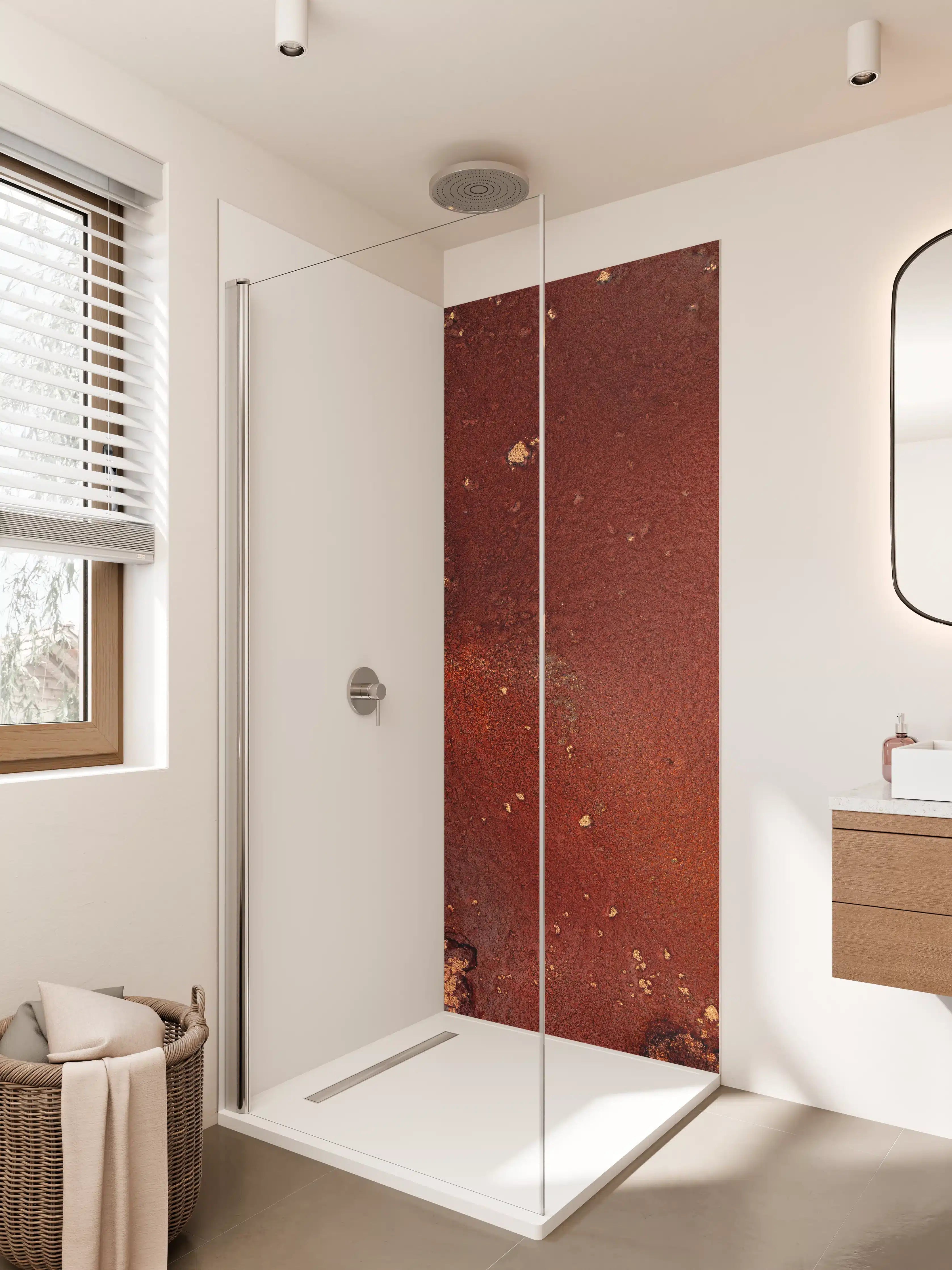 Duschrückwand - Bräunliche Marmor Textur - Flüssigmalerei