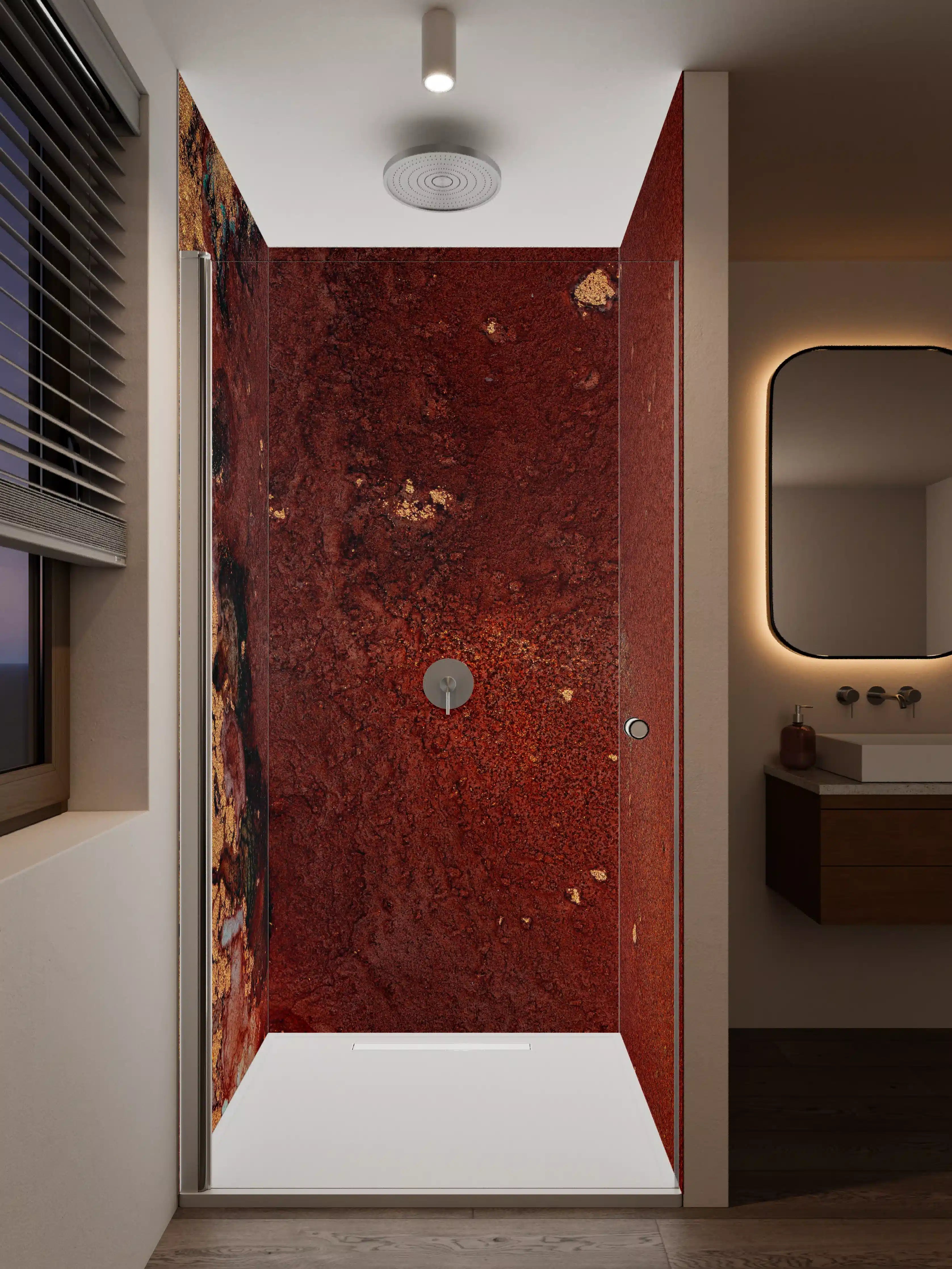 Duschrückwand - Bräunliche Marmor Textur - Flüssigmalerei