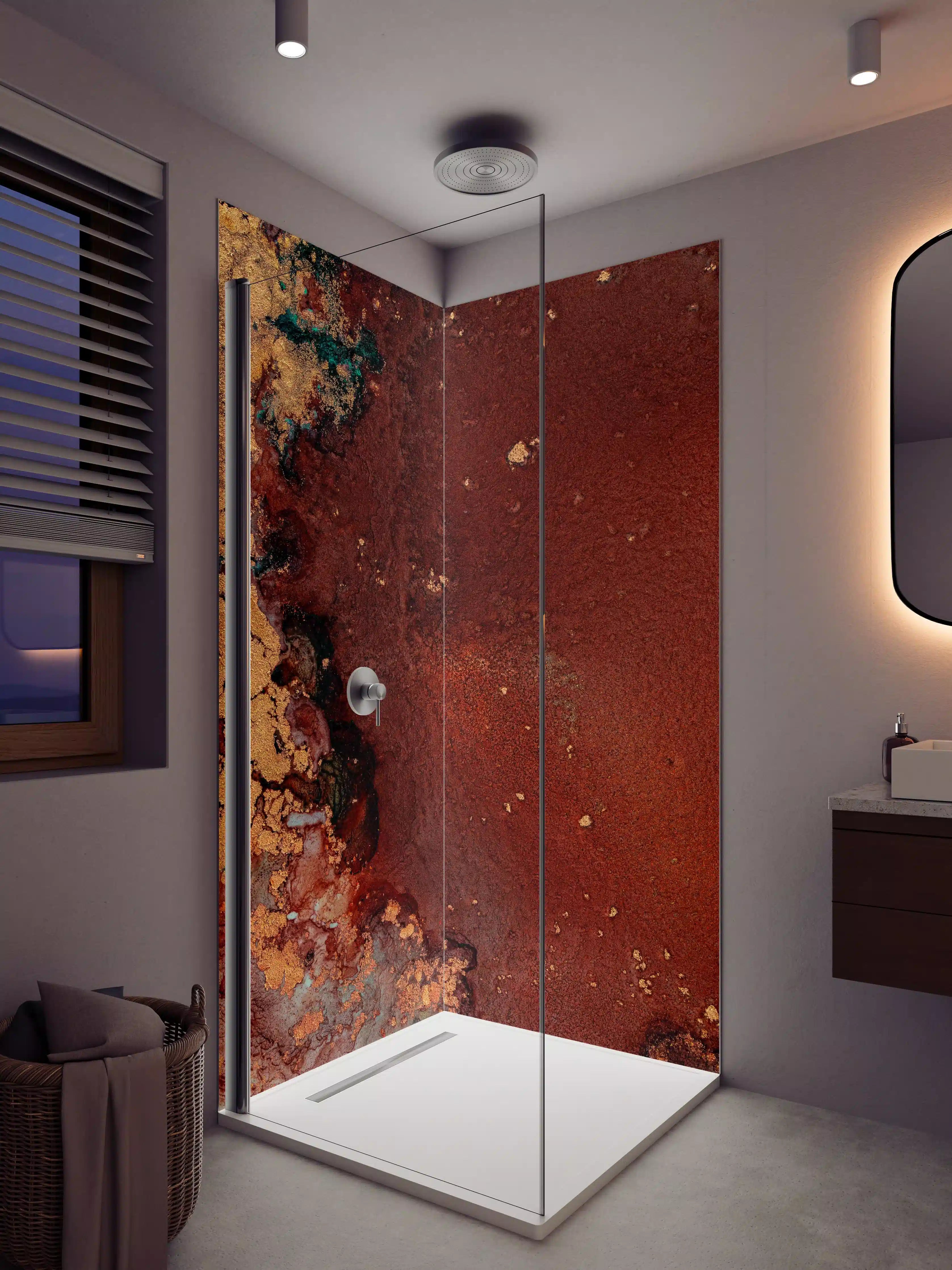 Duschrückwand - Bräunliche Marmor Textur - Flüssigmalerei