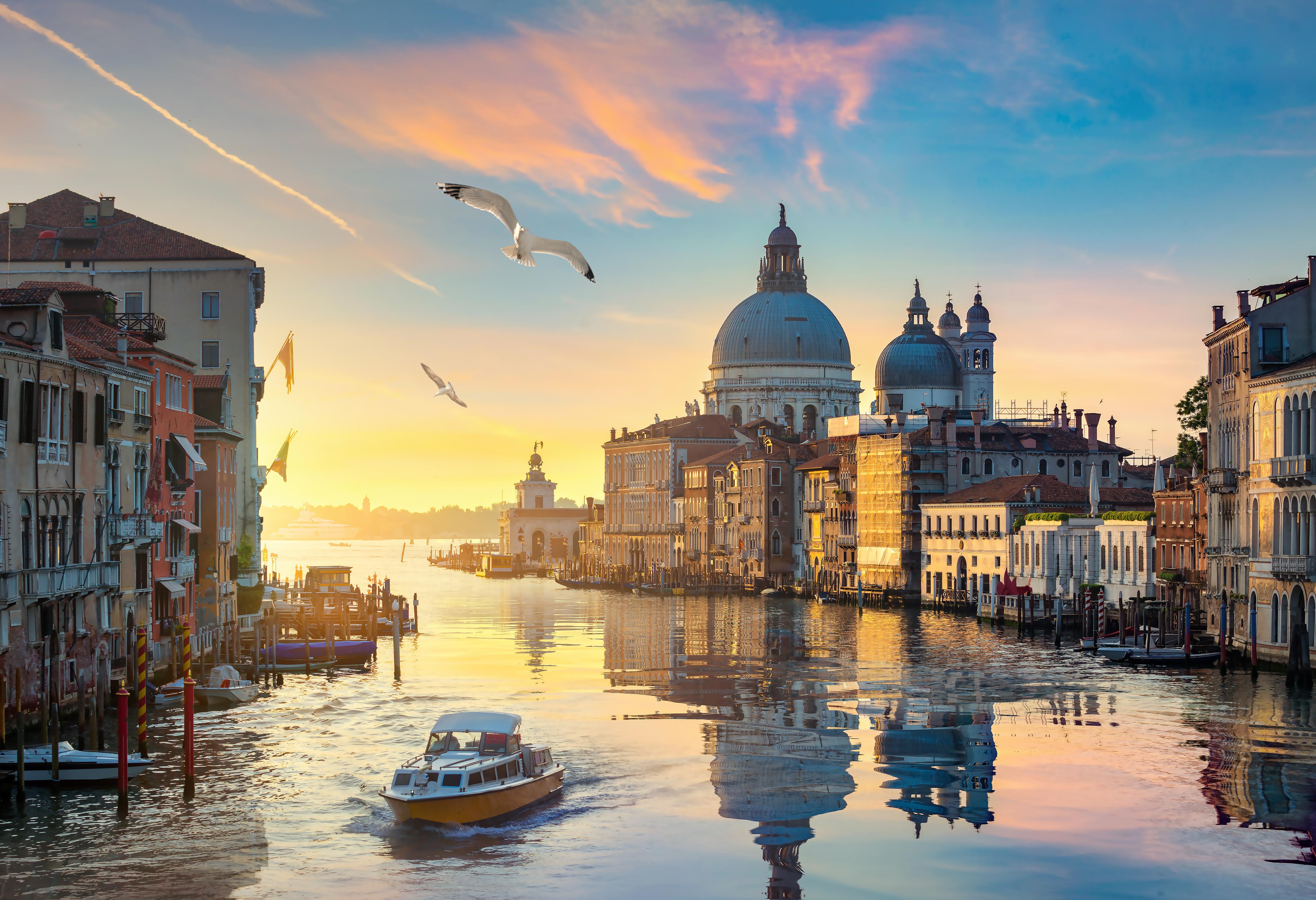 Duschrückwand-Canal Grande bei Abendlicht