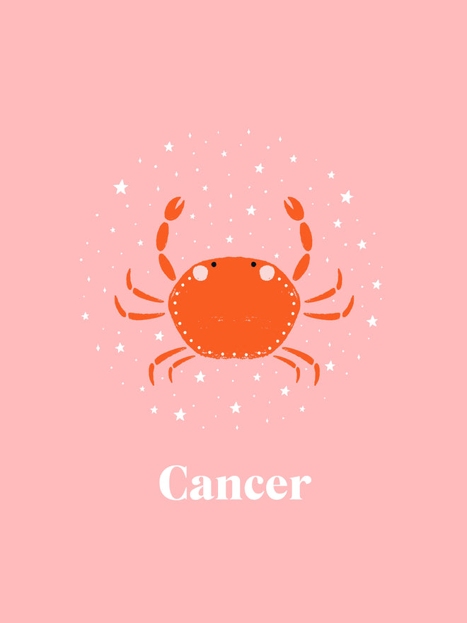 Duschrückwand - Cancer Zodiac Illustration in Pink