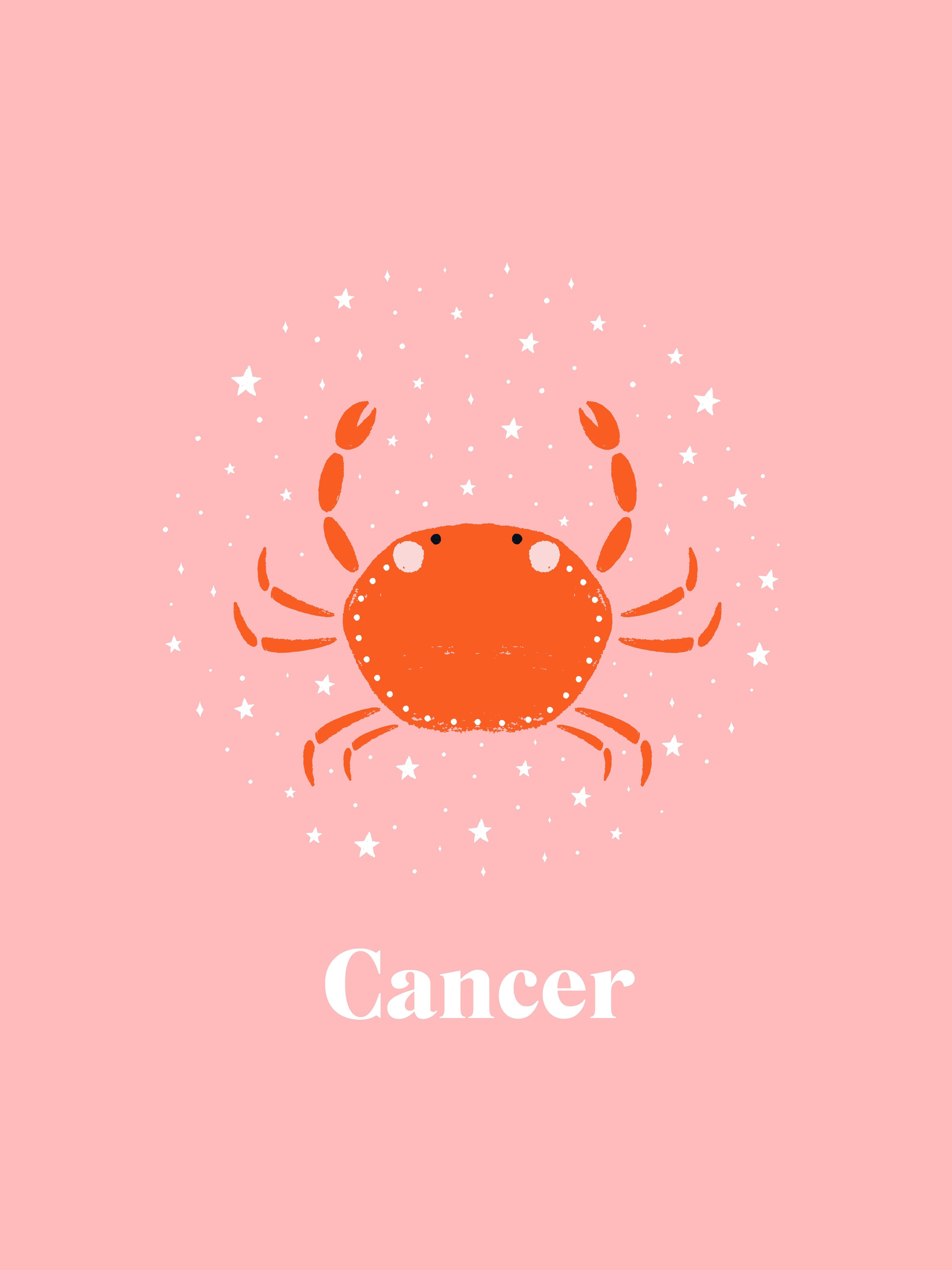 Duschrückwand-Cancer Zodiac Illustration in Pink