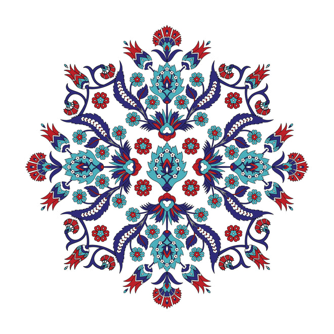 Duschrückwand - Dekoratives Mandala in Blau und Rot