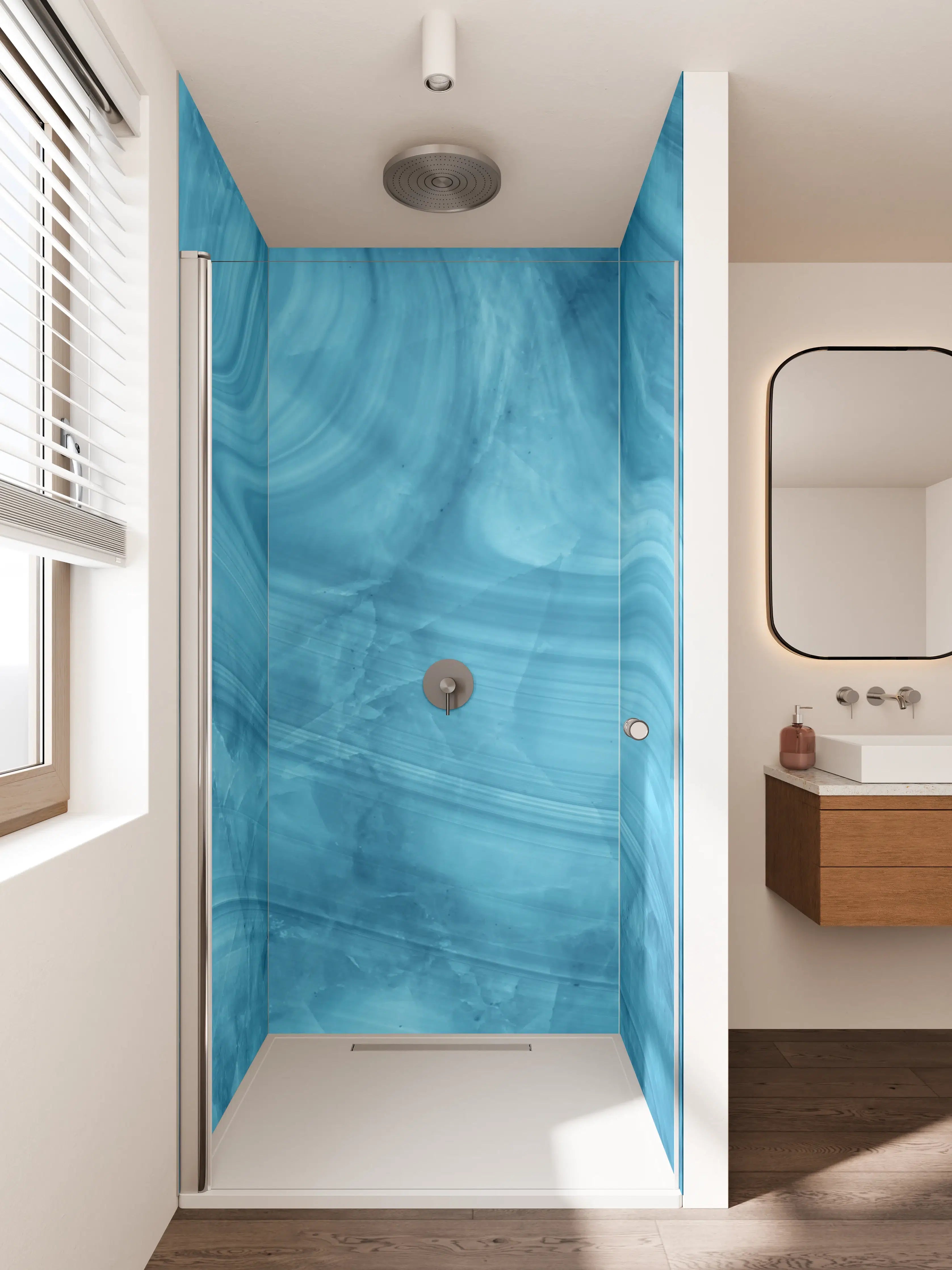 Duschrückwand - Dunkelblaues Marmor Muster