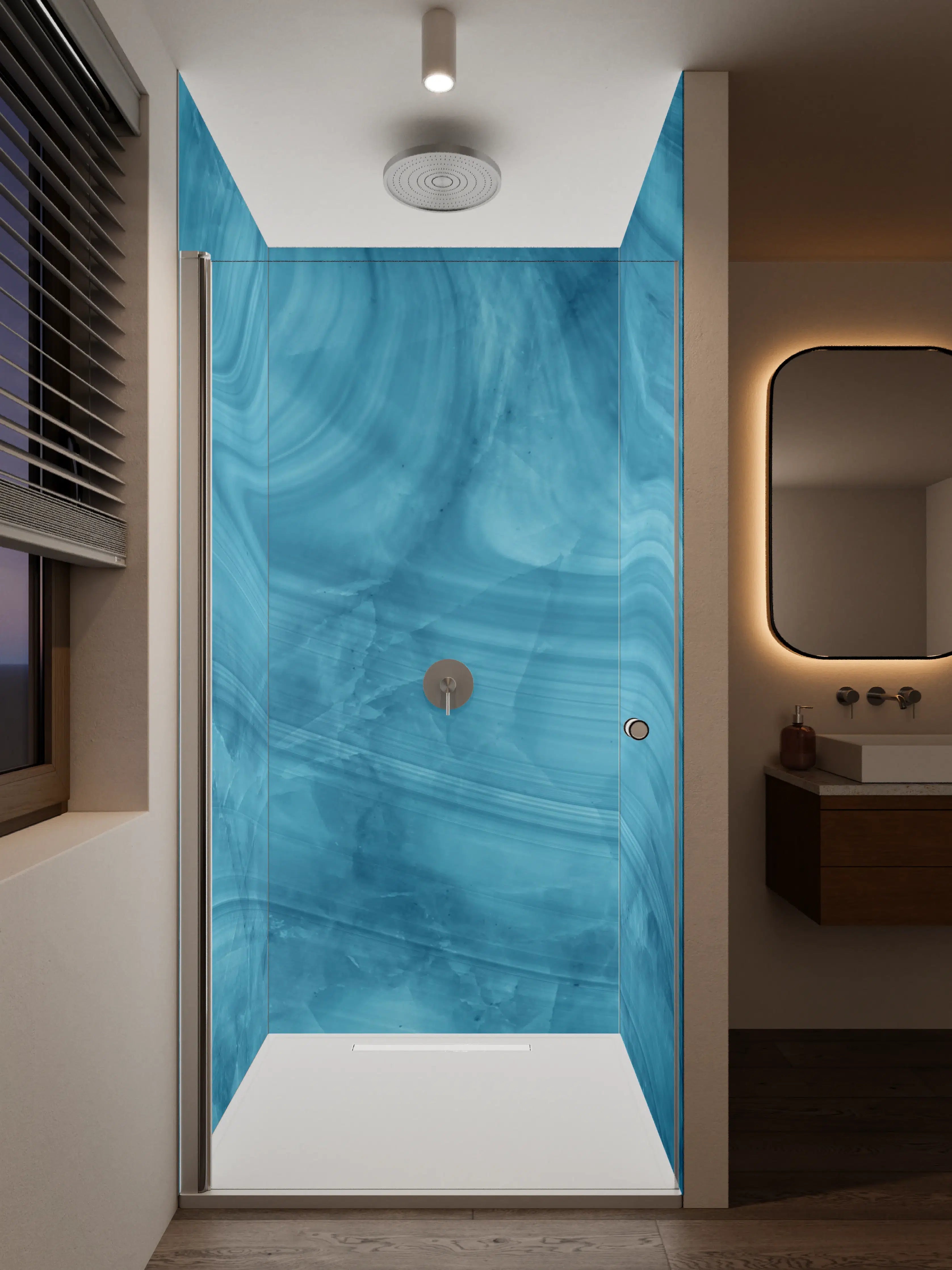 Duschrückwand - Dunkelblaues Marmor Muster