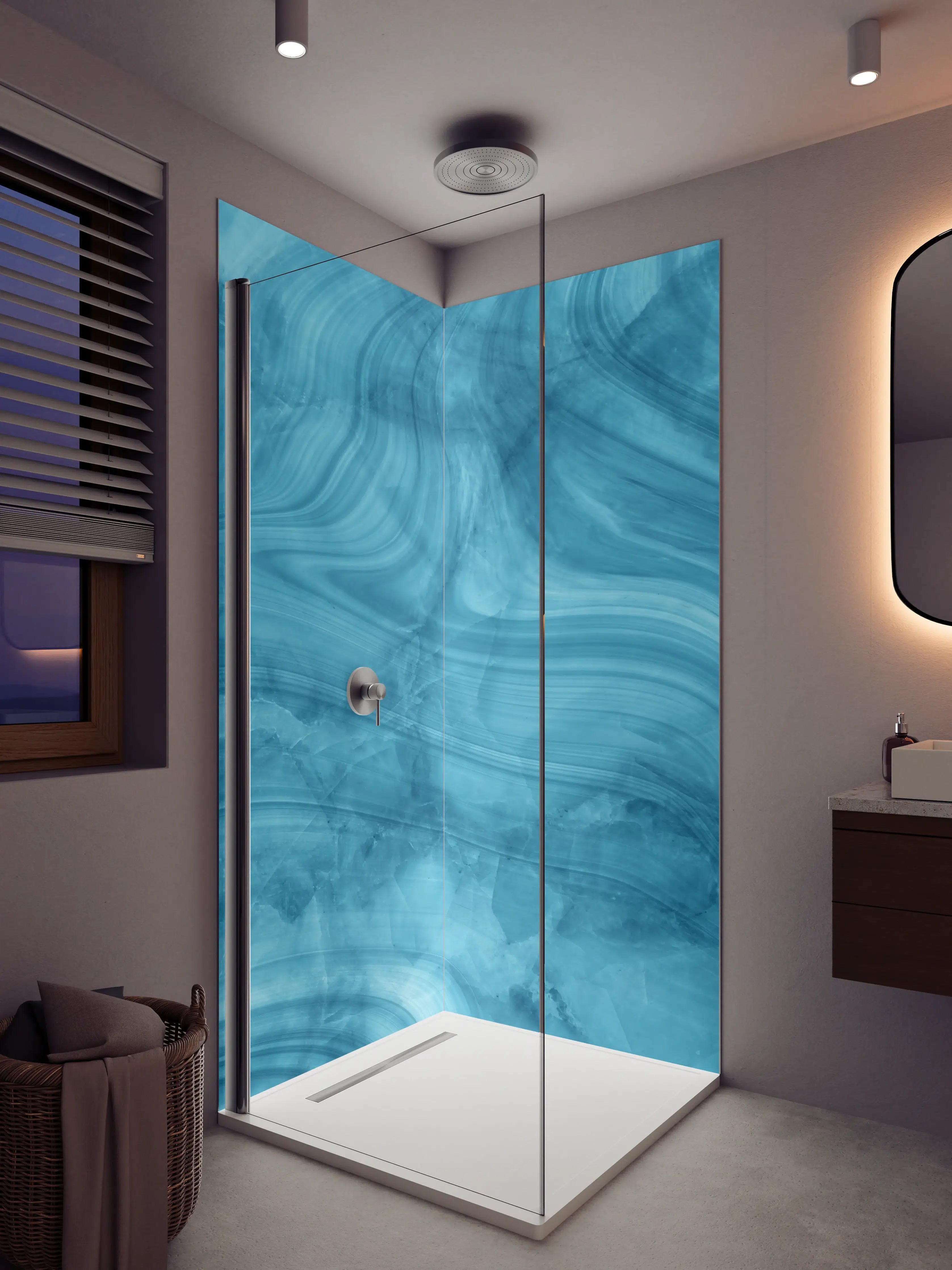 Duschrückwand - Dunkelblaues Marmor Muster