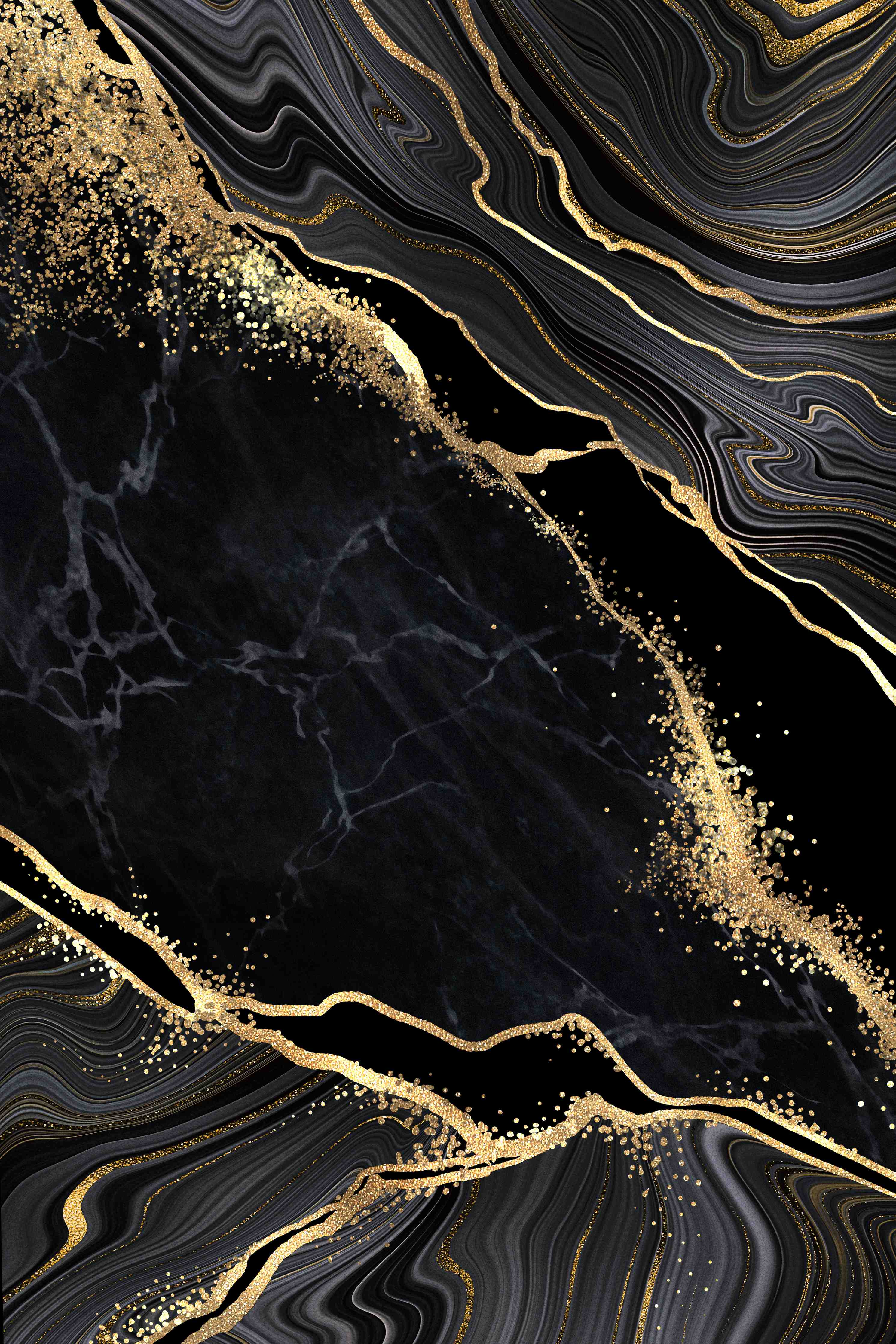 Duschrückwand-Eleganter Schwarz-Gold-Marmor-Design