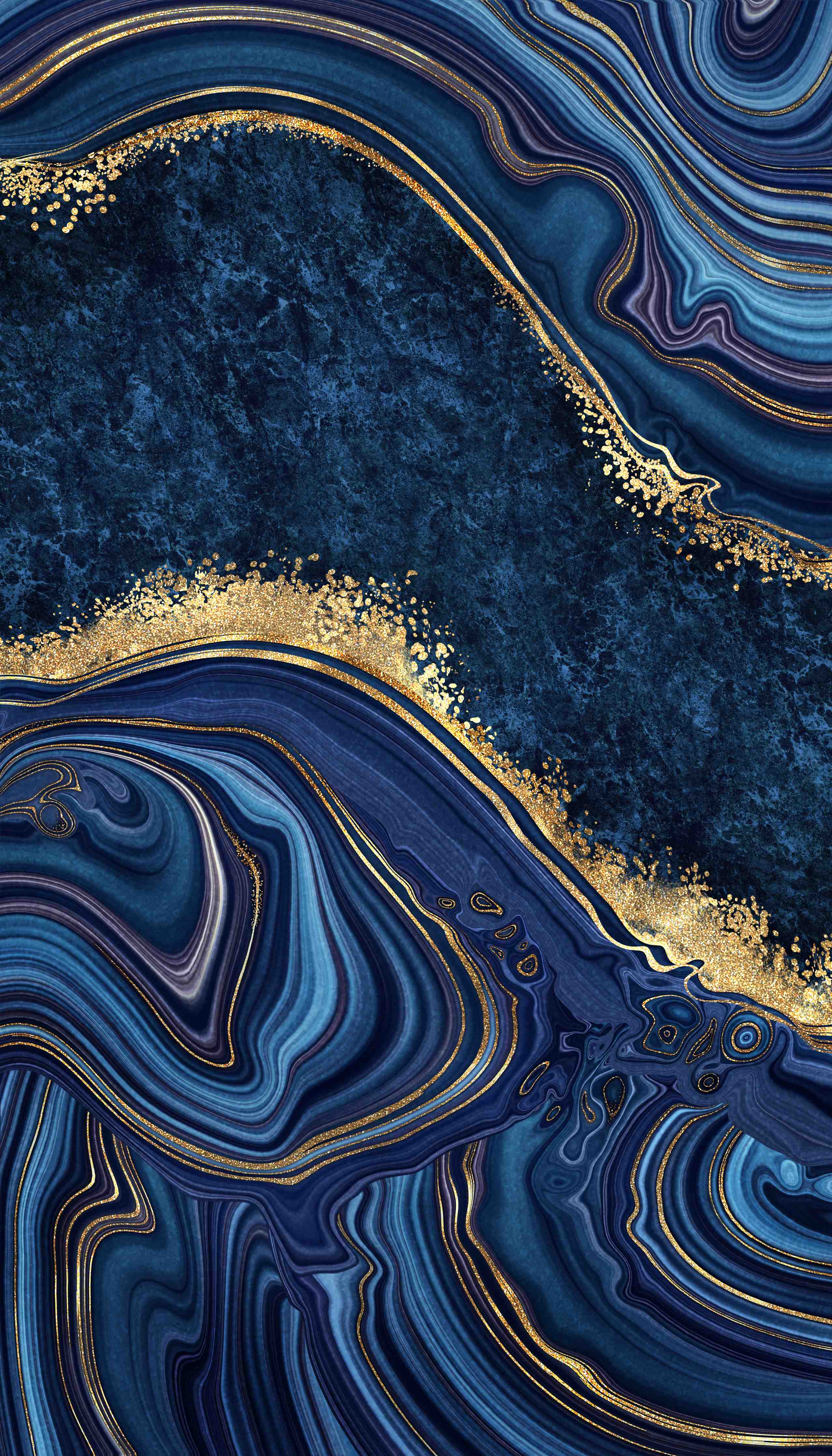 Duschrückwand-Luxuriöse blaue Marmor-Textur mit Goldakzenten