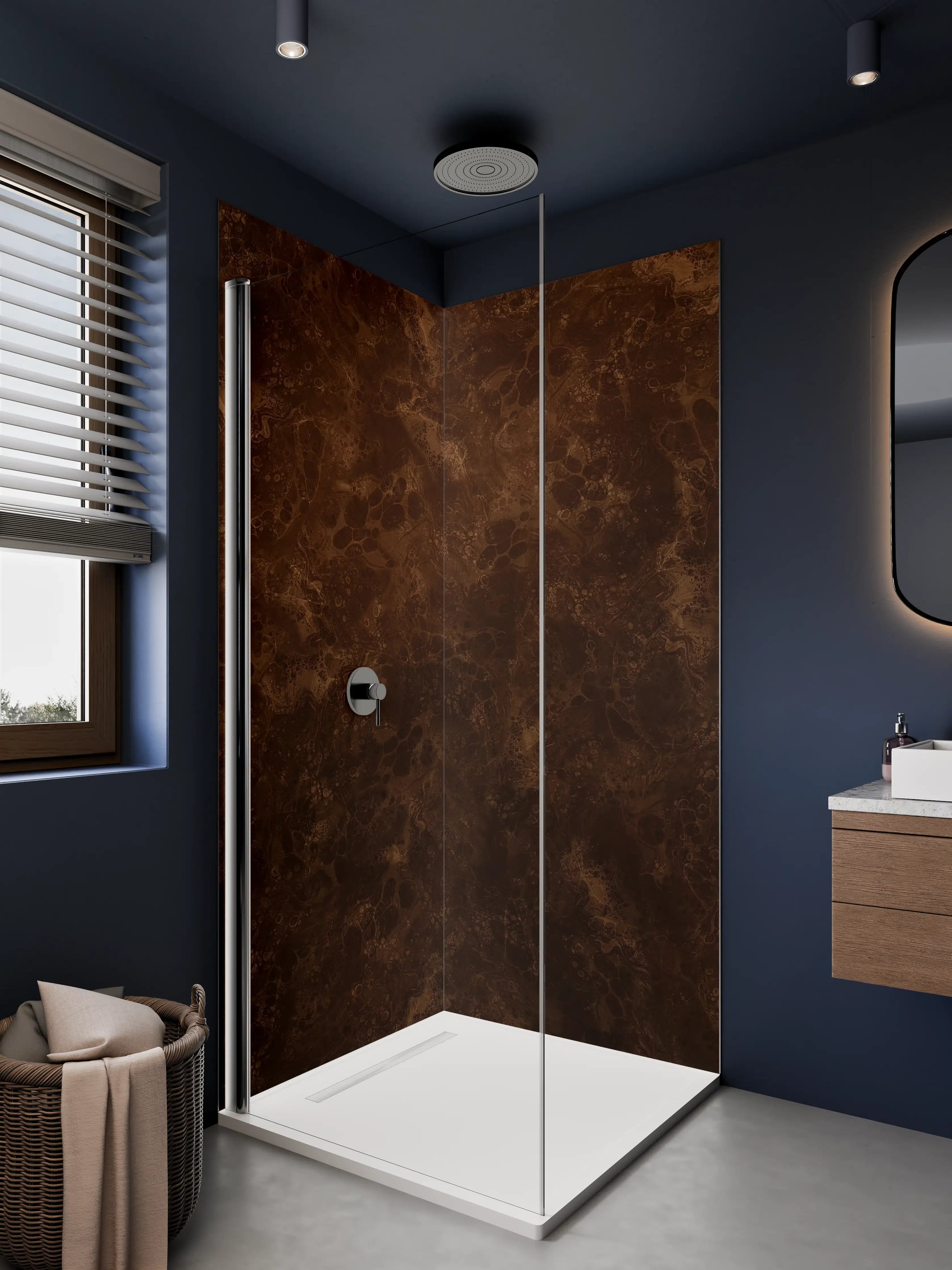 Duschrückwand - Luxuriöser Braun-Ton mit Marmor-Struktur