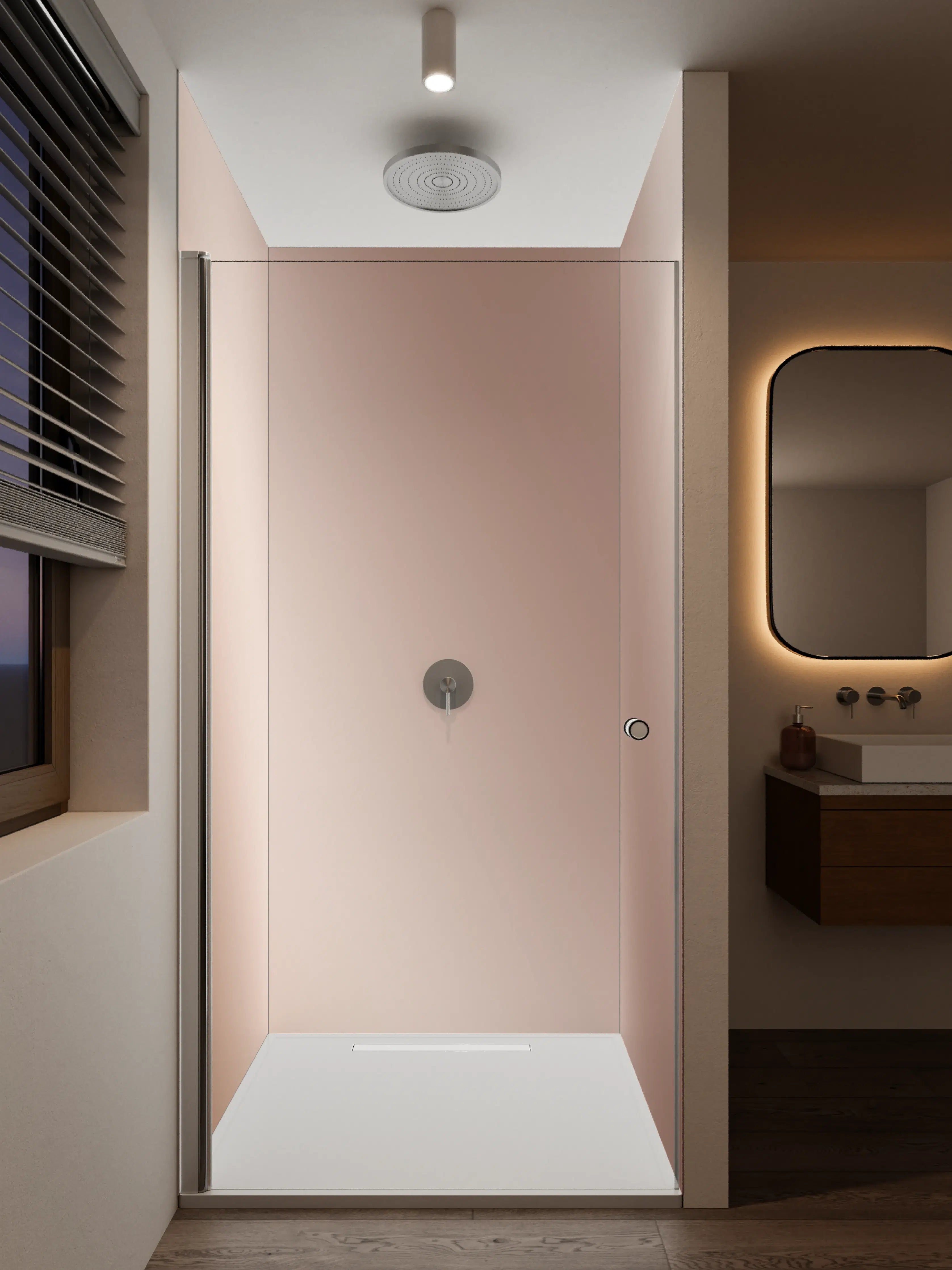Duschrückwand - Luxus-Perlmut-Schimmer in Rosé-Beige
