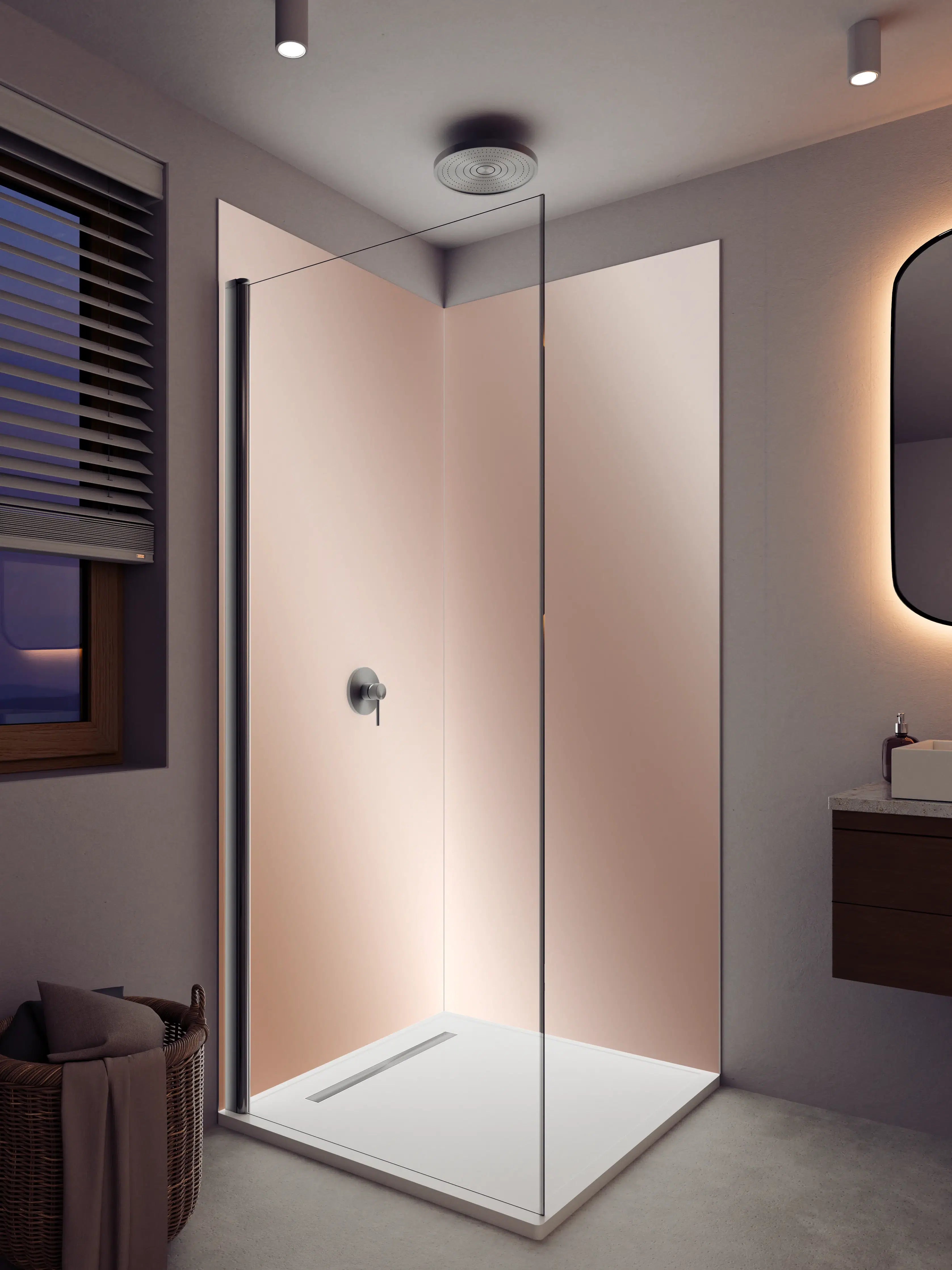 Duschrückwand - Luxus-Perlmut-Schimmer in Rosé-Beige