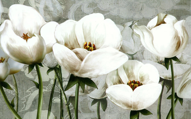 Duschrückwand - Abstraktes Blumen Tapetendesign