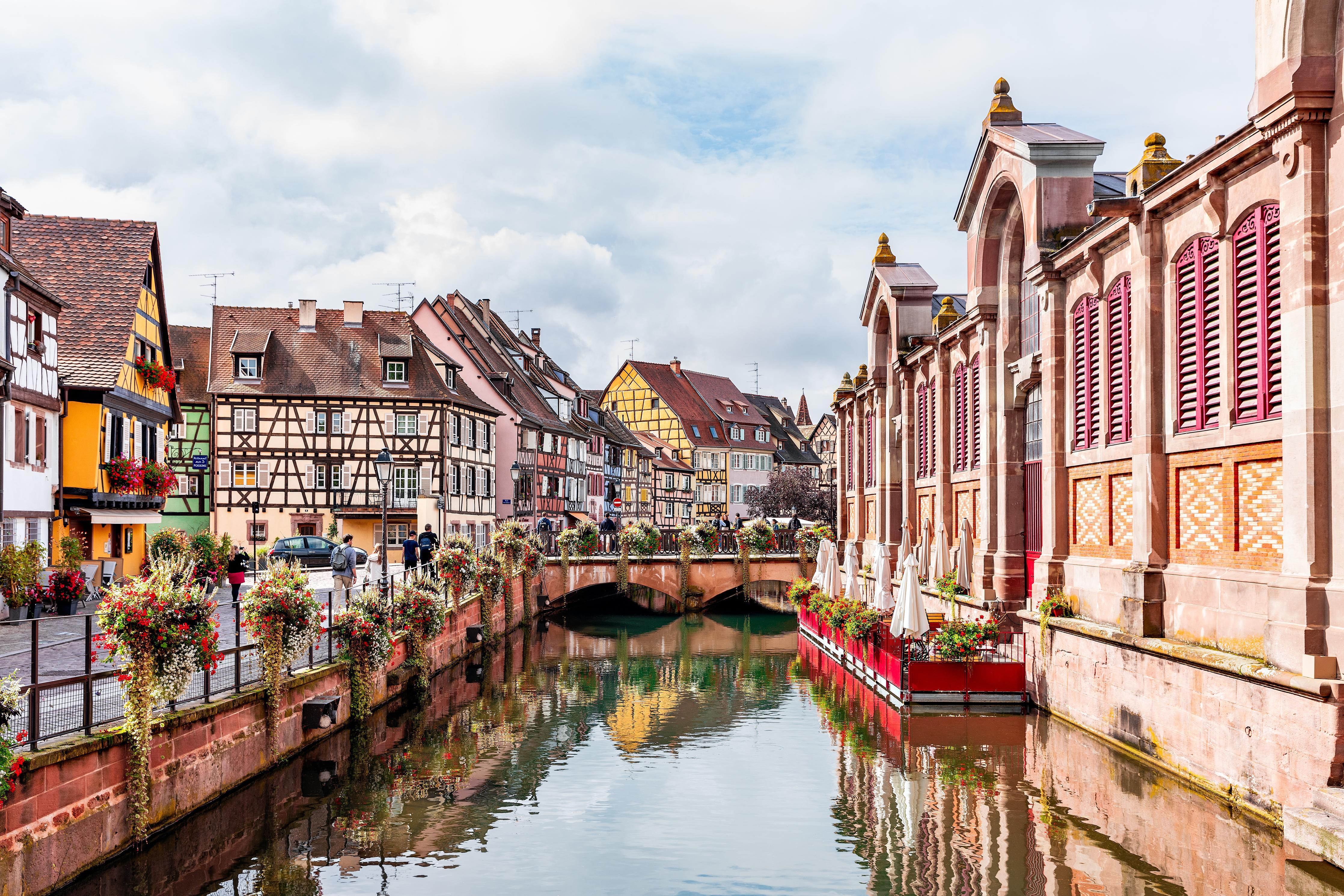 Duschrückwand-Bunte Häuser am Fluss in Colmar