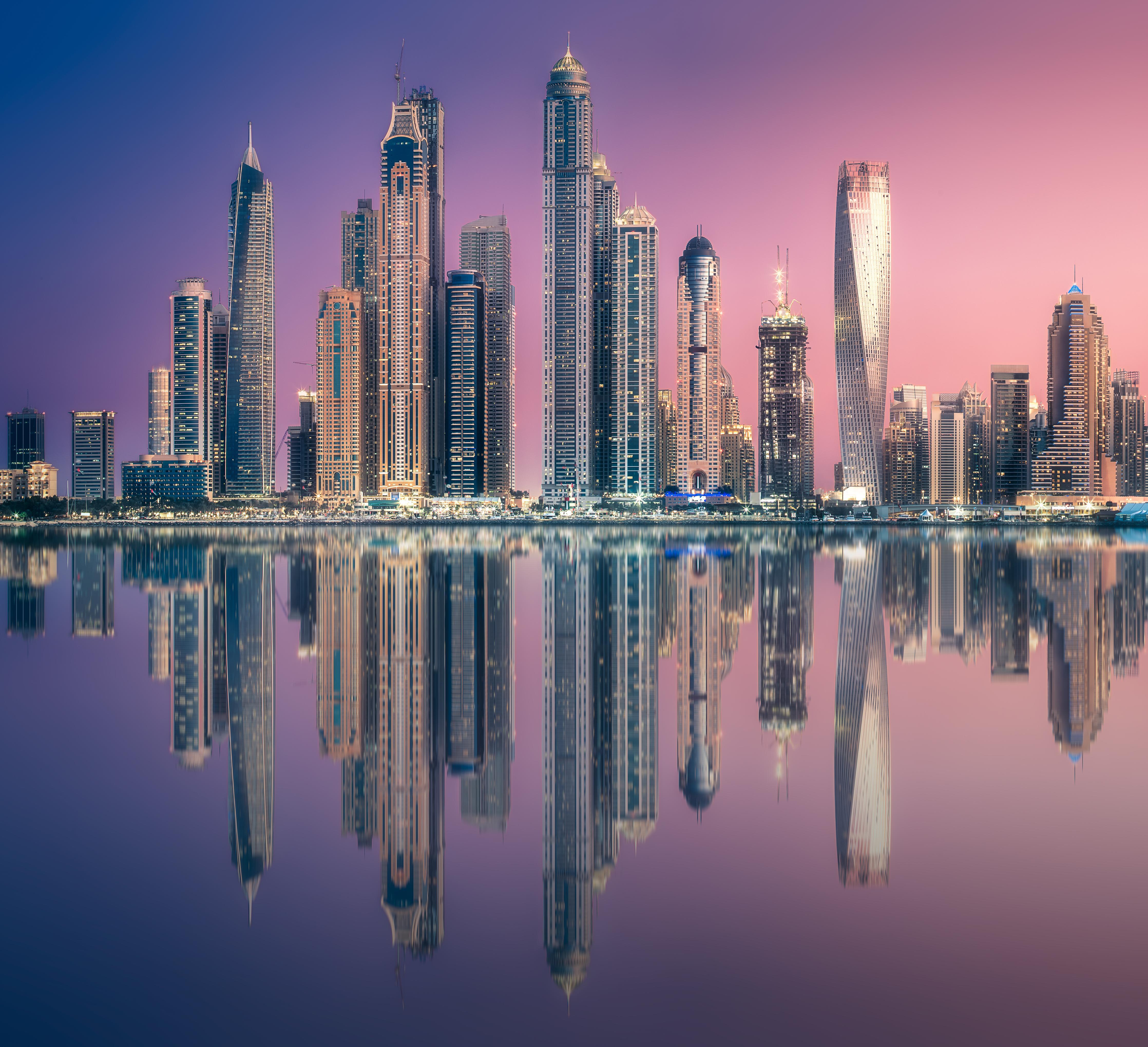 Duschrückwand-Die Bucht von Dubai Marina Aussicht von Palm Jumeirah