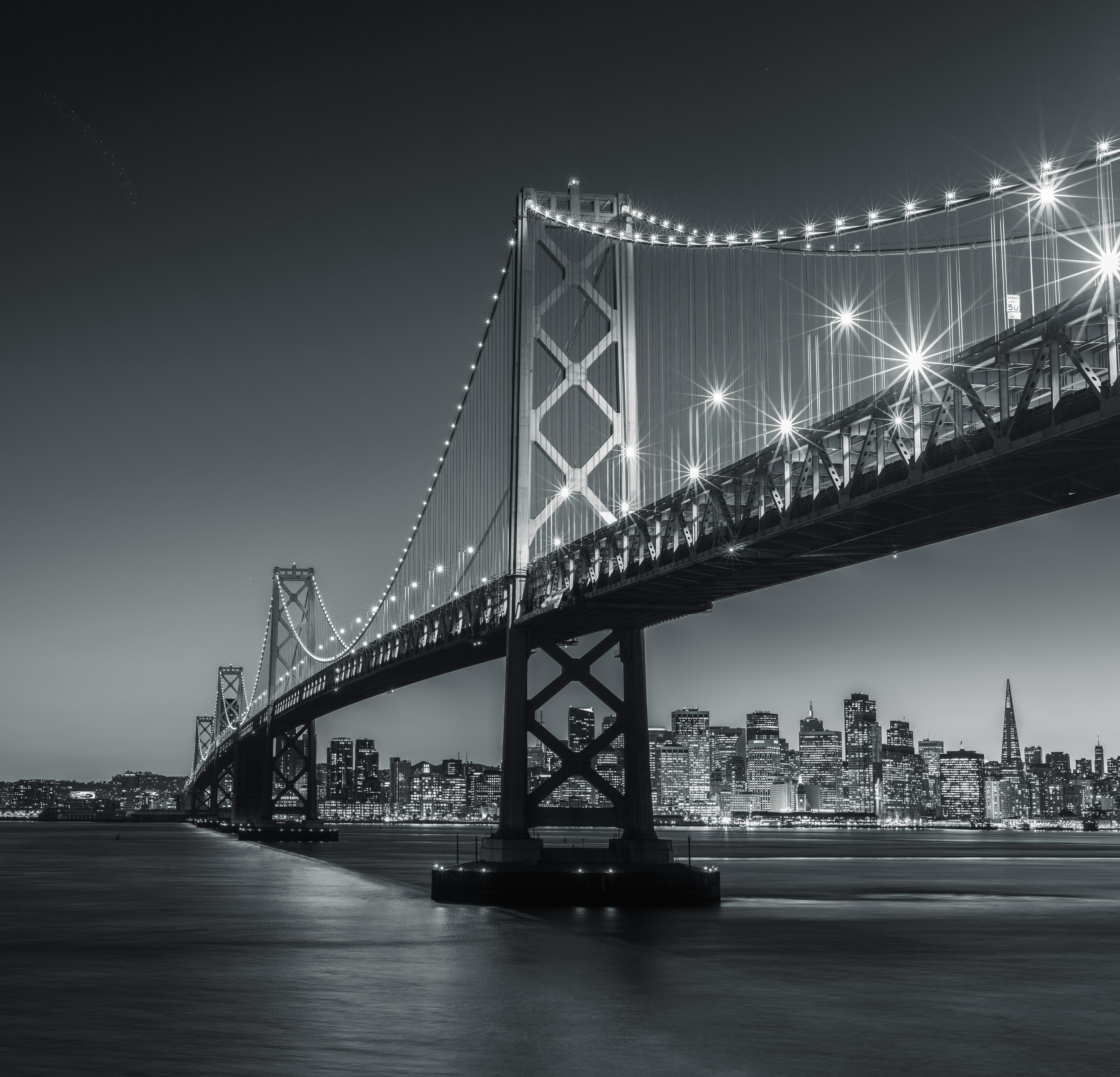 Duschrückwand-San Francisco Bay Bridge in Schwarz und Weiß