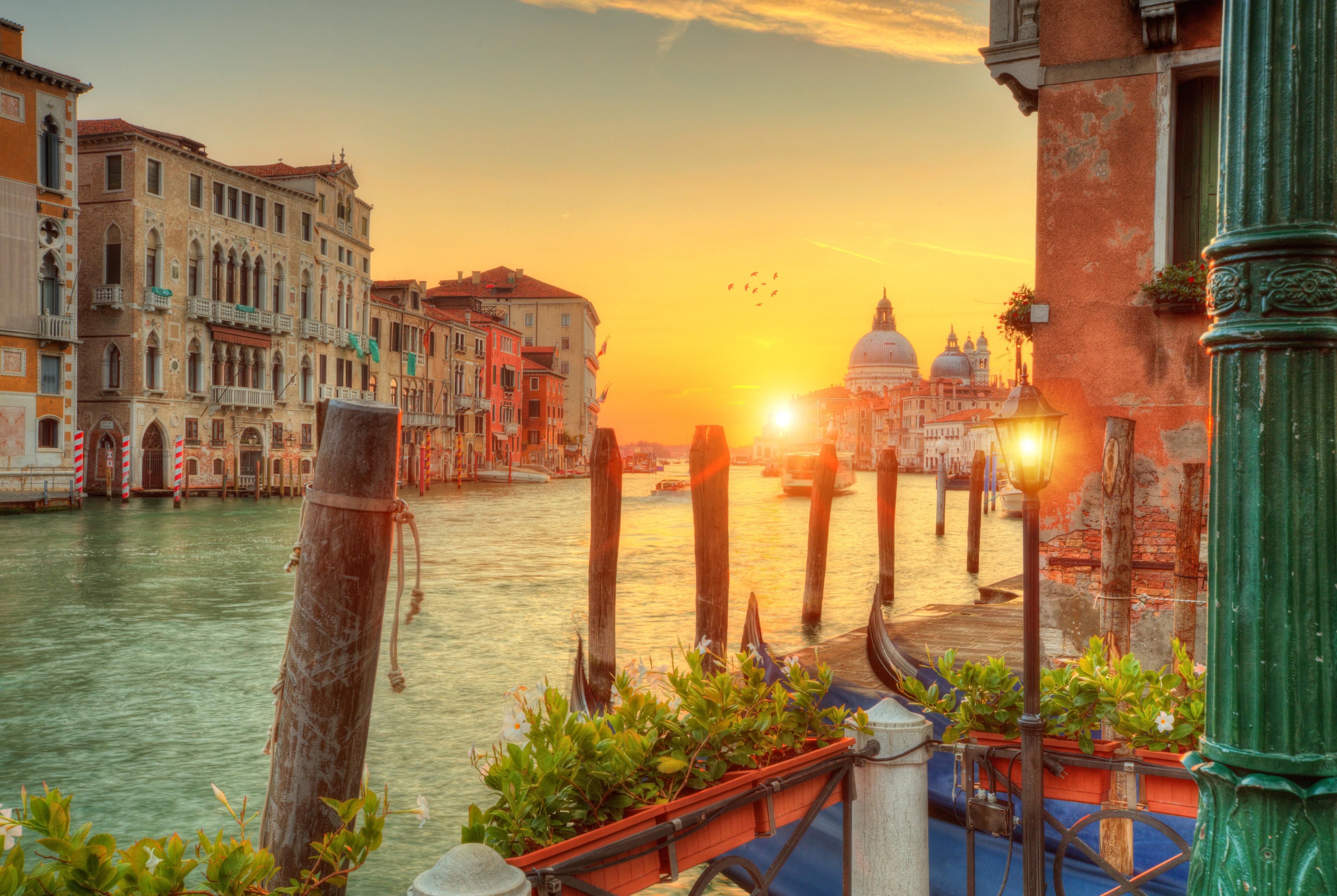 Duschrückwand-Sonnenaufgang im Grand Canal der Kirche Santa Maria