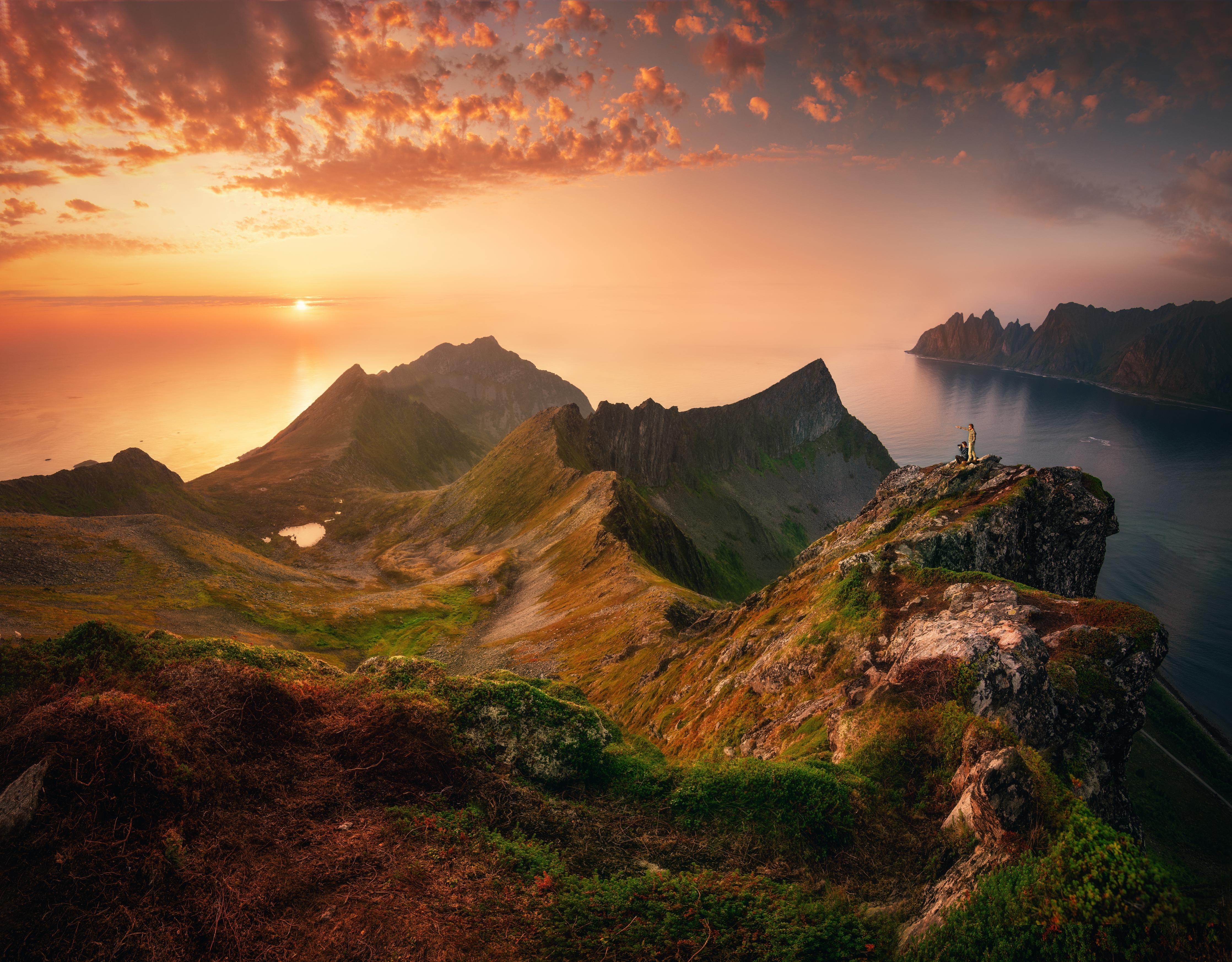 Duschrückwand-Sonnenuntergang auf der Insel Senja