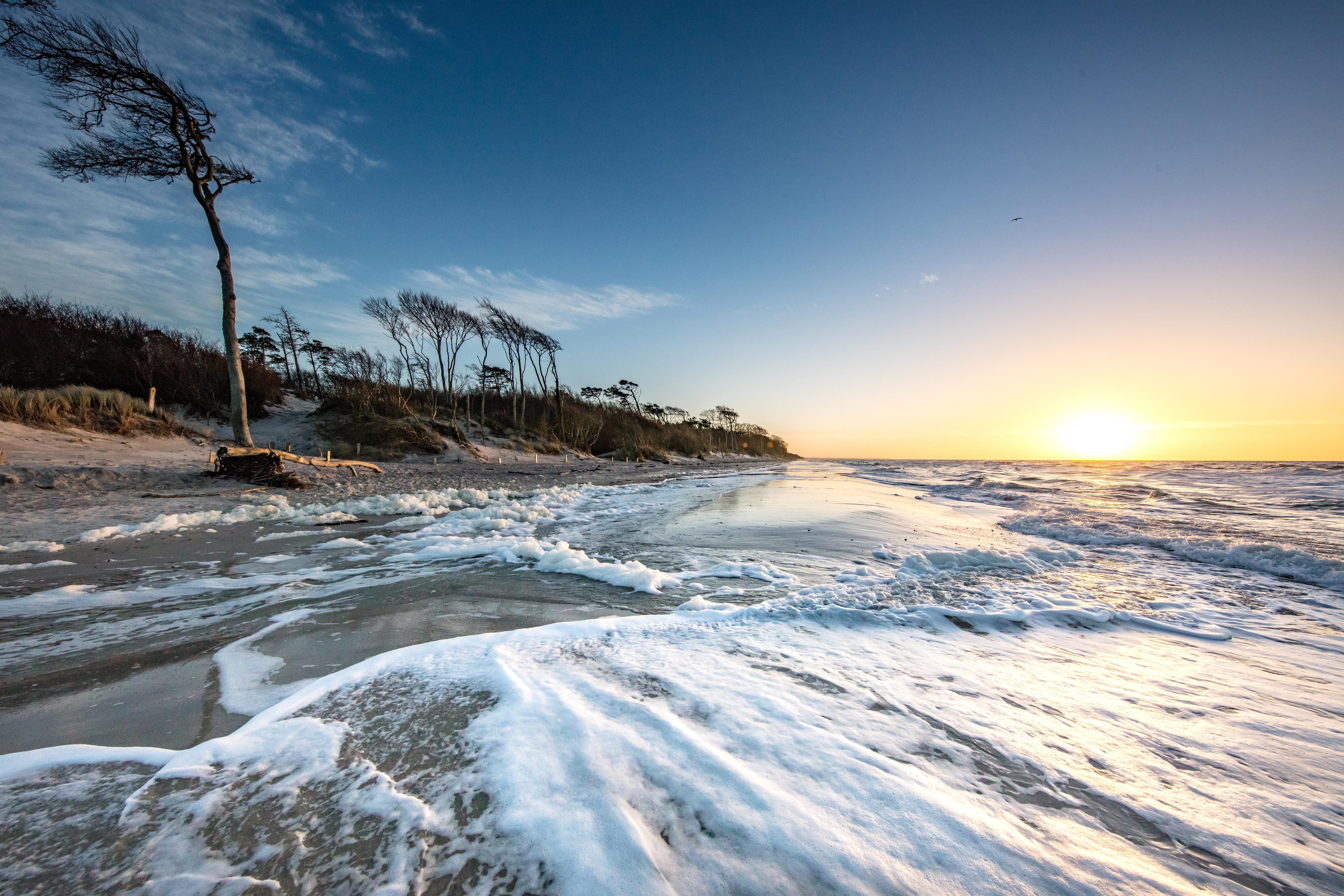 Duschrückwand-Strand in Rügen bei Sonnenaufgang