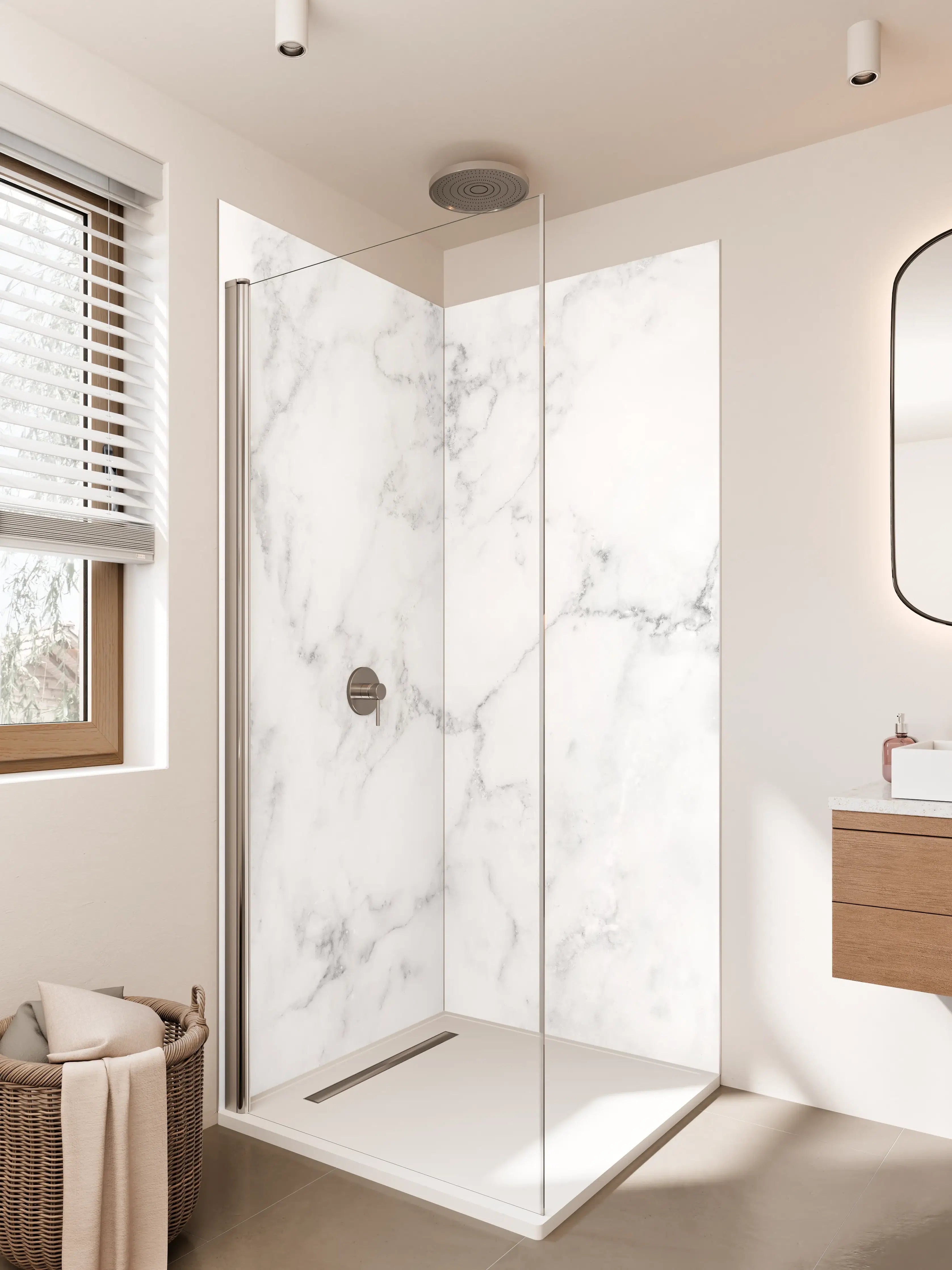 Duschrückwand - Edler Weißer Marmor