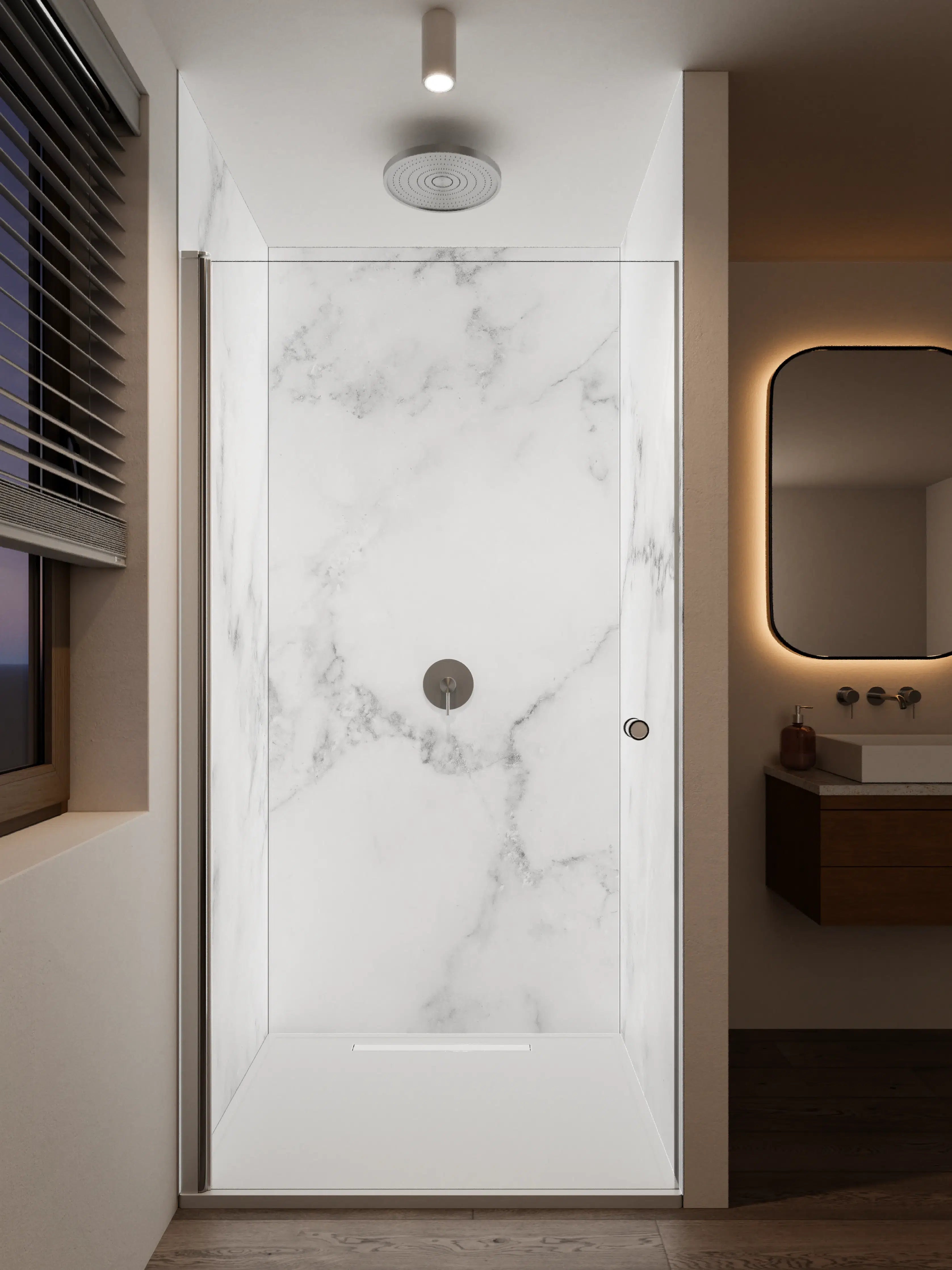 Duschrückwand - Edler Weißer Marmor