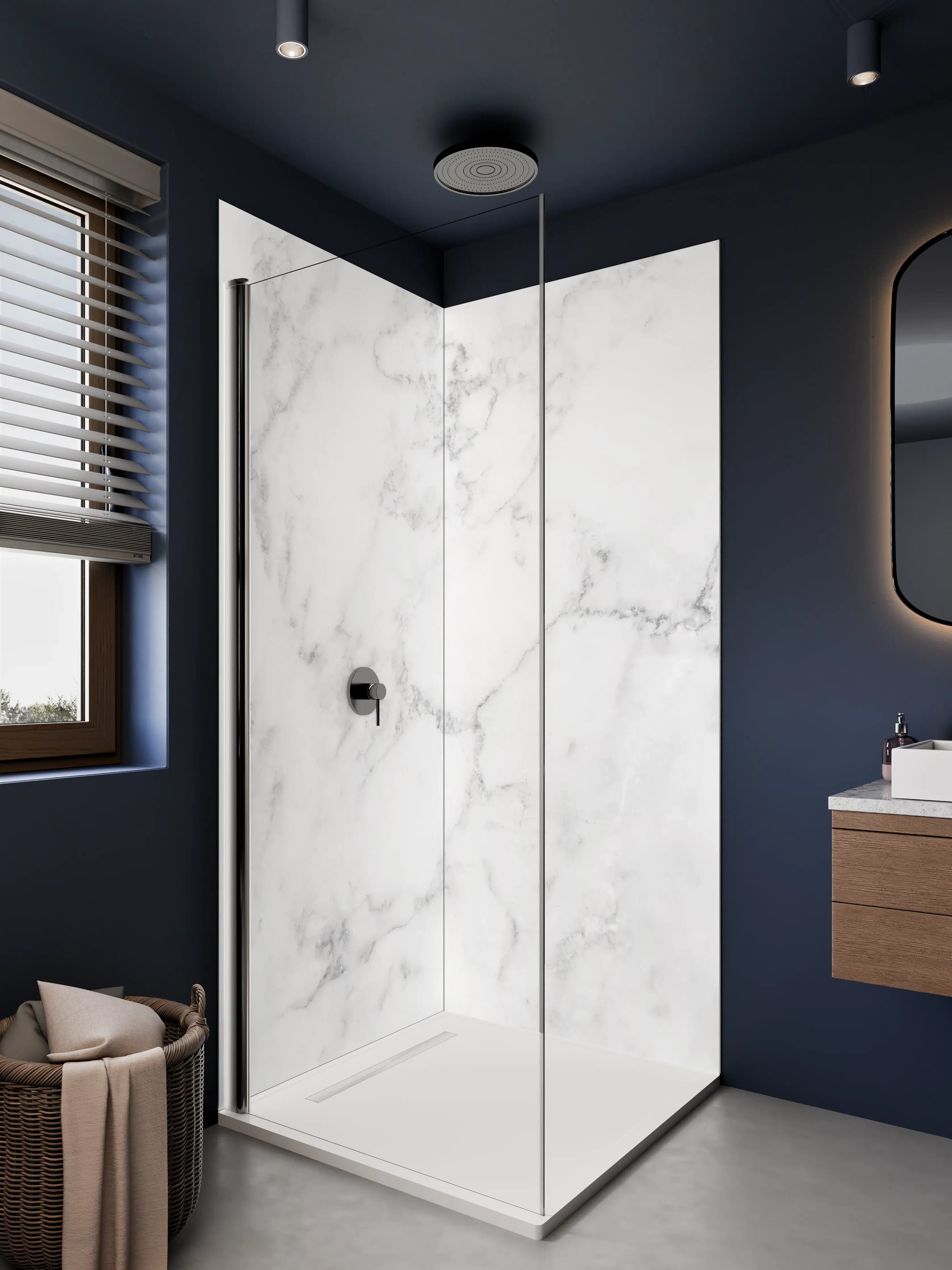 Duschrückwand - Edler Weißer Marmor