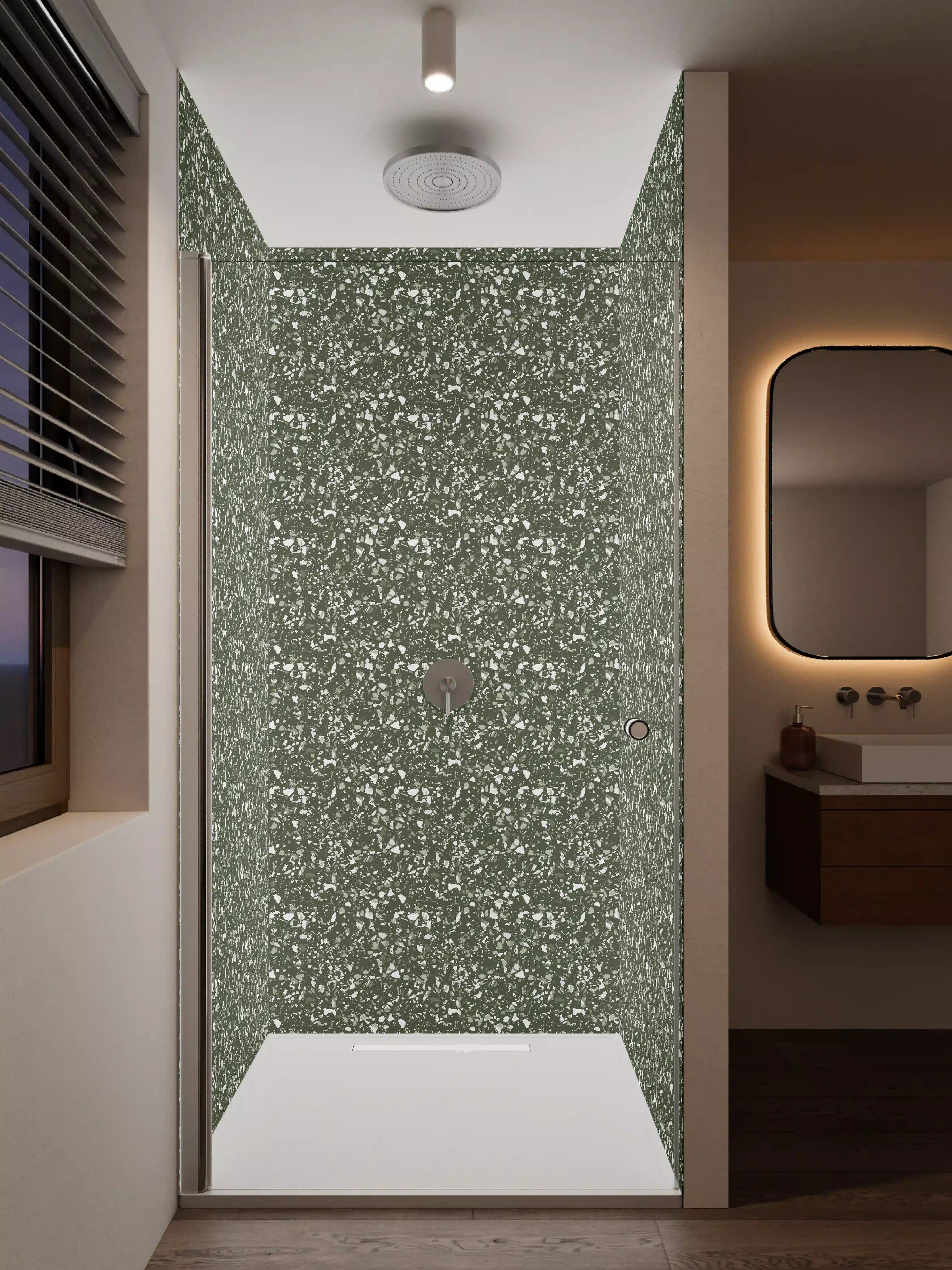Duschrückwand - Elegant goldener Glitzer-Effekt