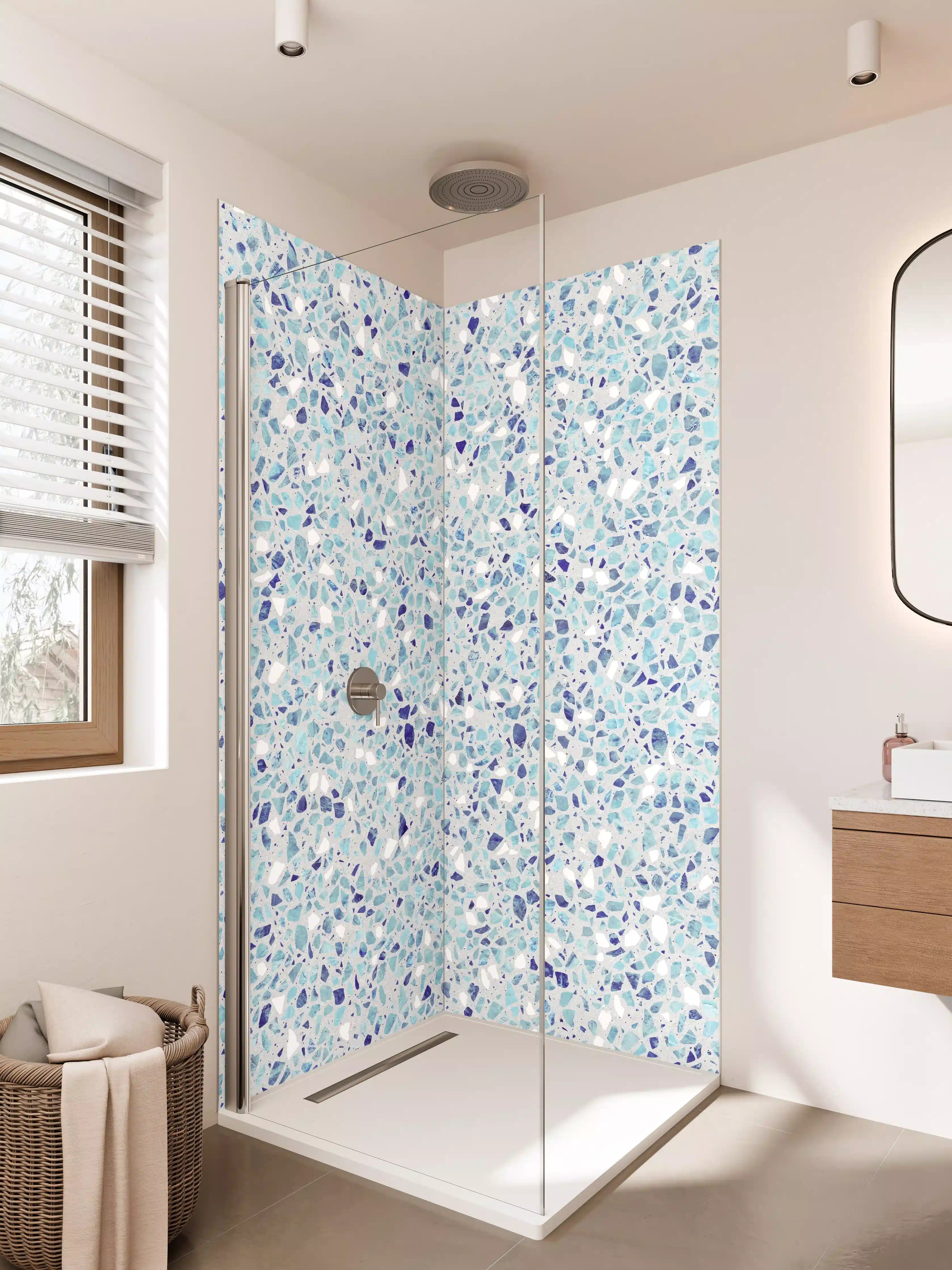 Duschrückwand - Farbige Terrazzo Stein Textur