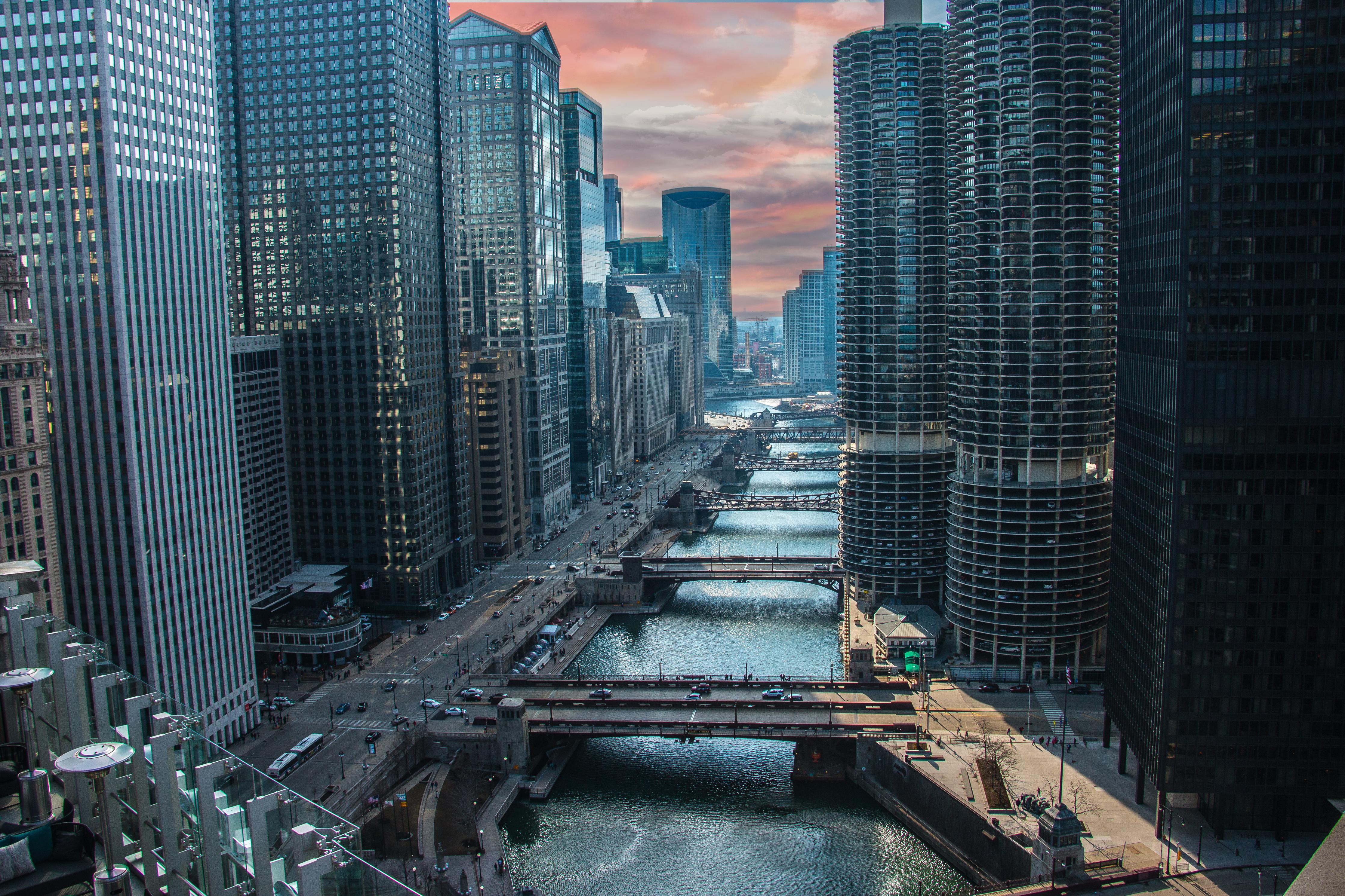 Duschrückwand-Fluss in Chicago Innenstadt