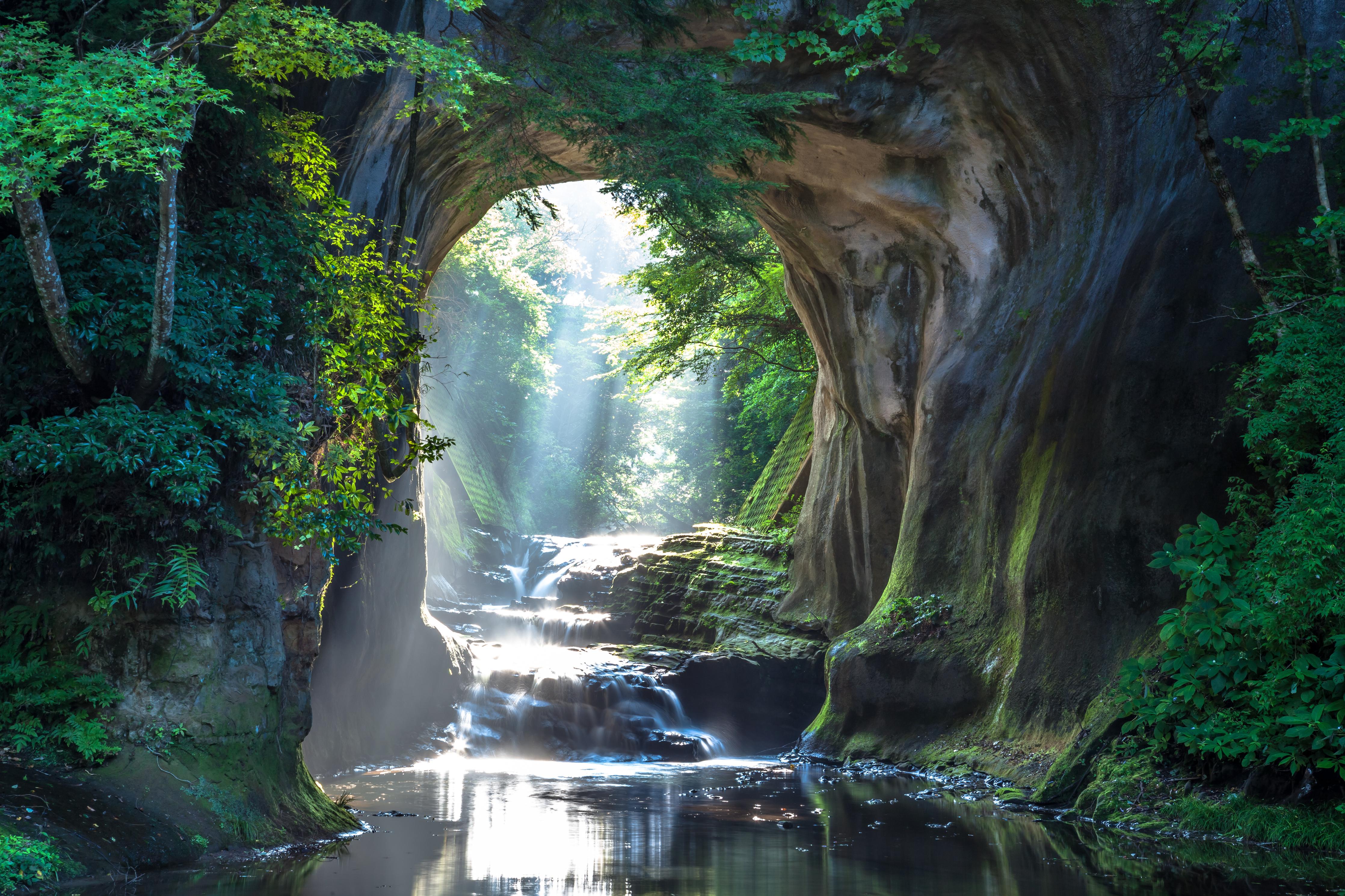 Duschrückwand-Friedlicher Chiba Wasserfall