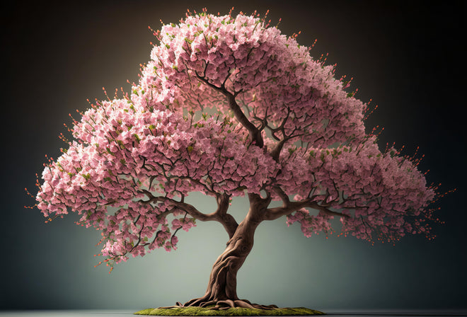 Duschrückwand - Frühlingszeit Kirschblüte Sakura Baum - KI generiert