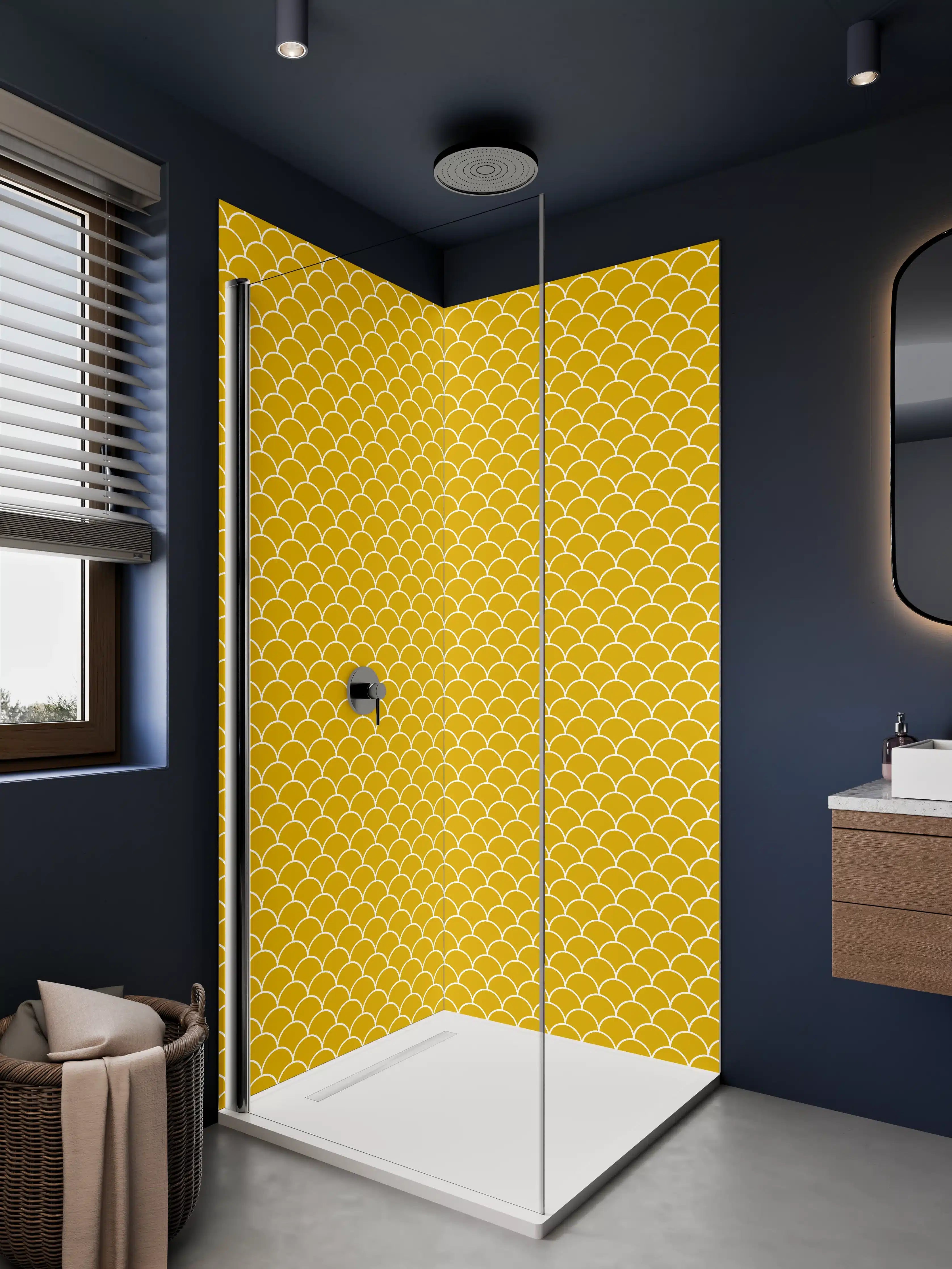 Duschrückwand - Gelbe Skalenmuster-Textur