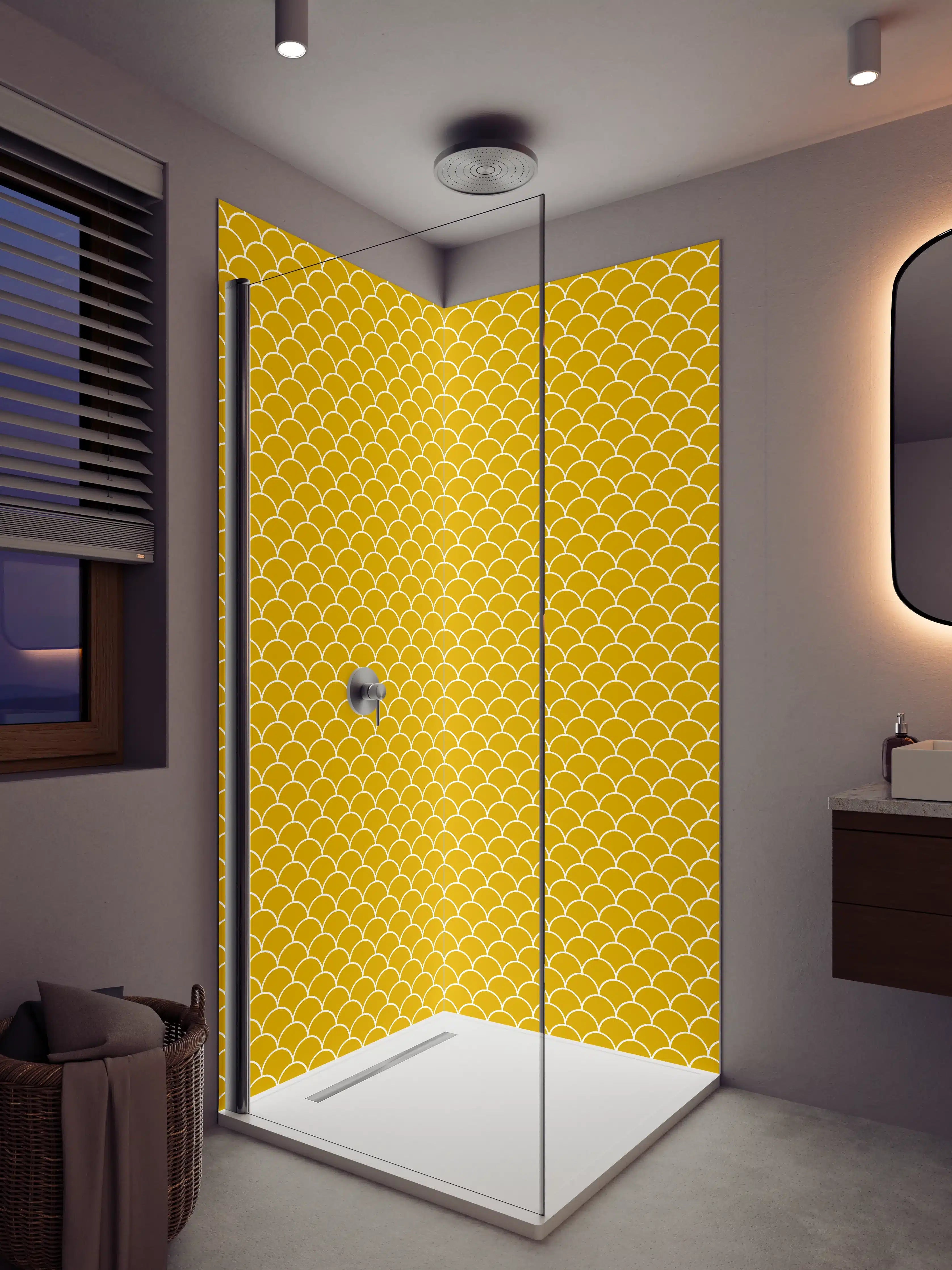 Duschrückwand - Gelbe Skalenmuster-Textur
