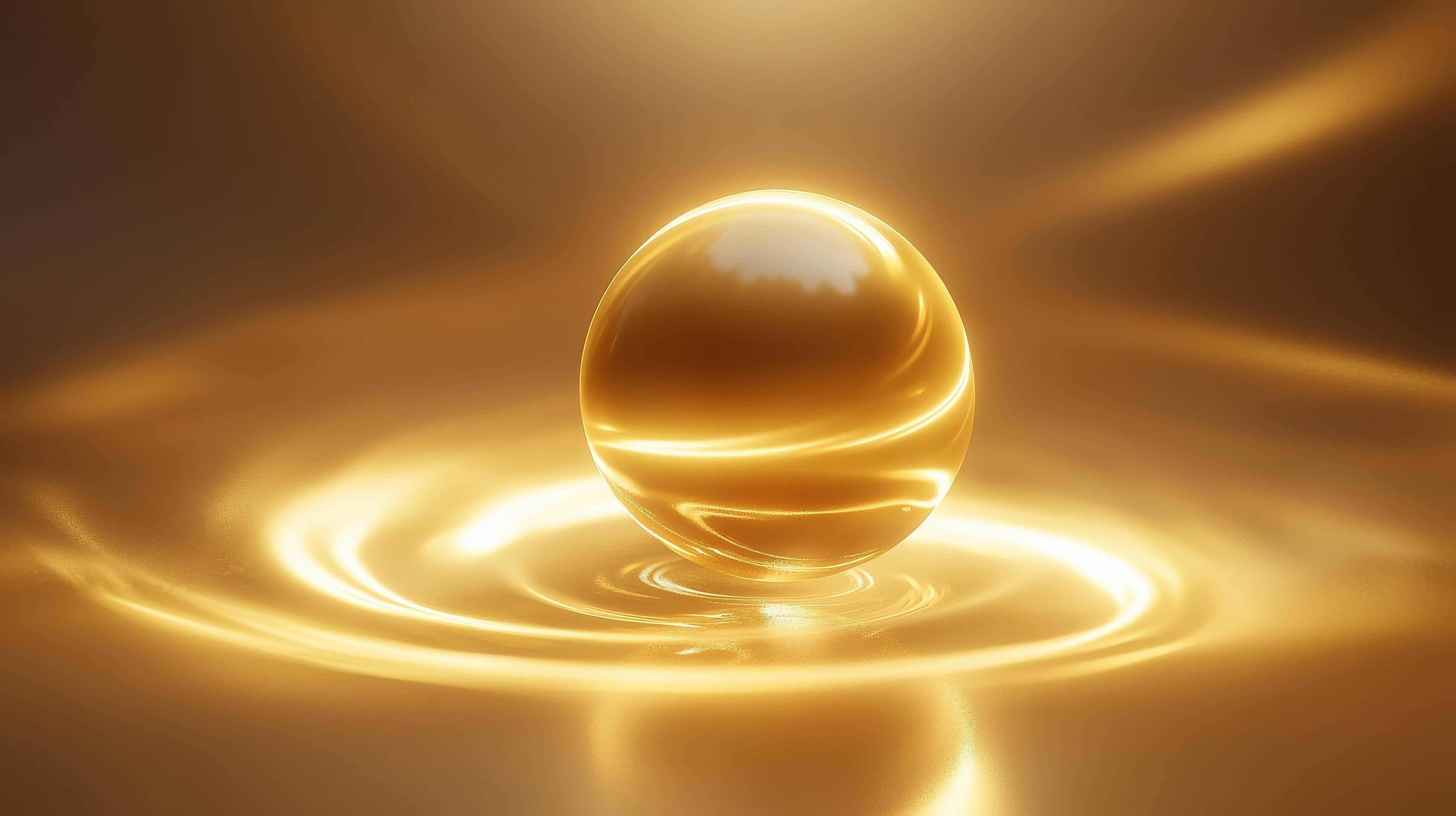 Duschrückwand-Goldene Kugel auf Wasseroberfläche