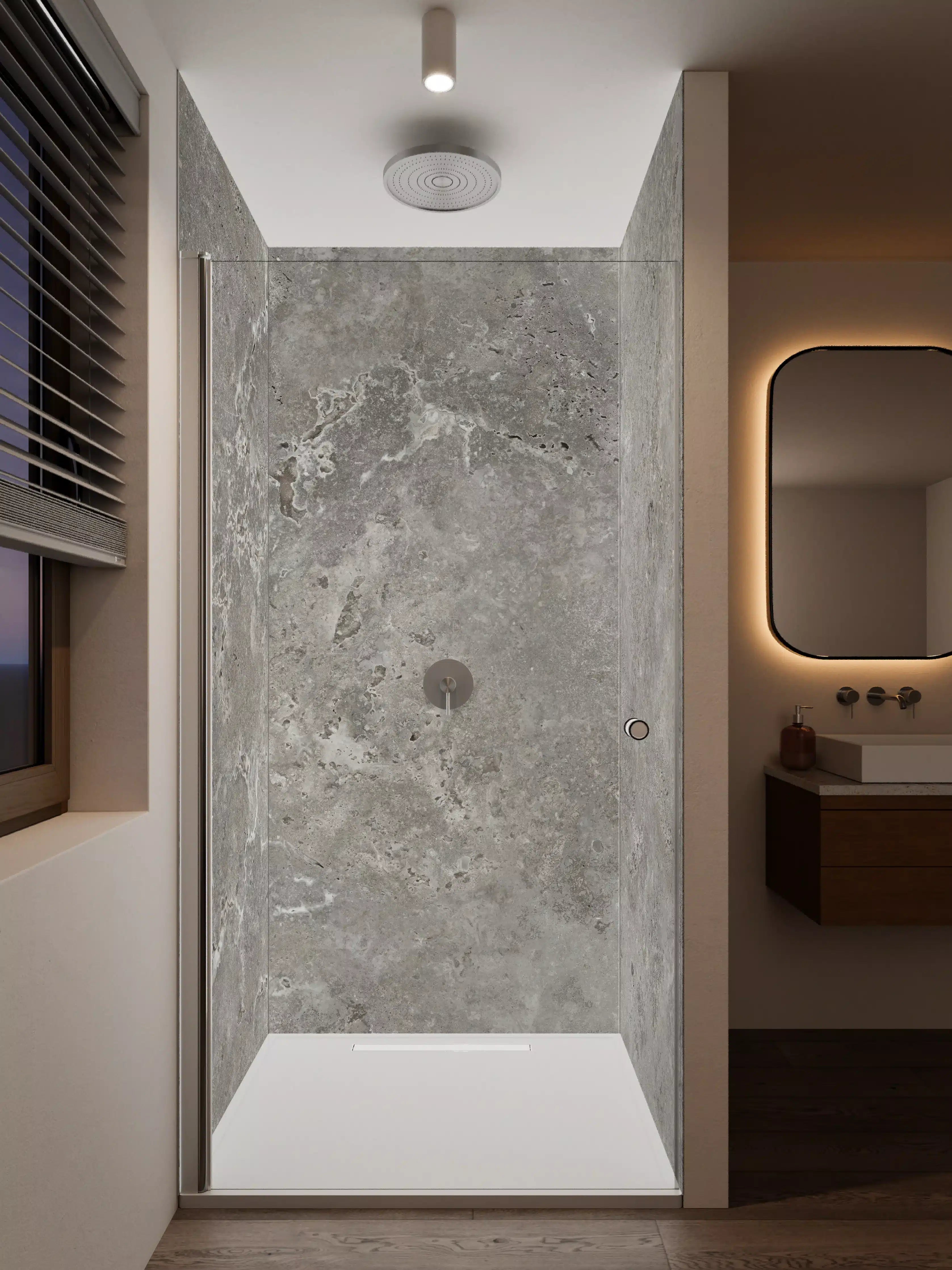 Duschrückwand - Gräulicher Zement