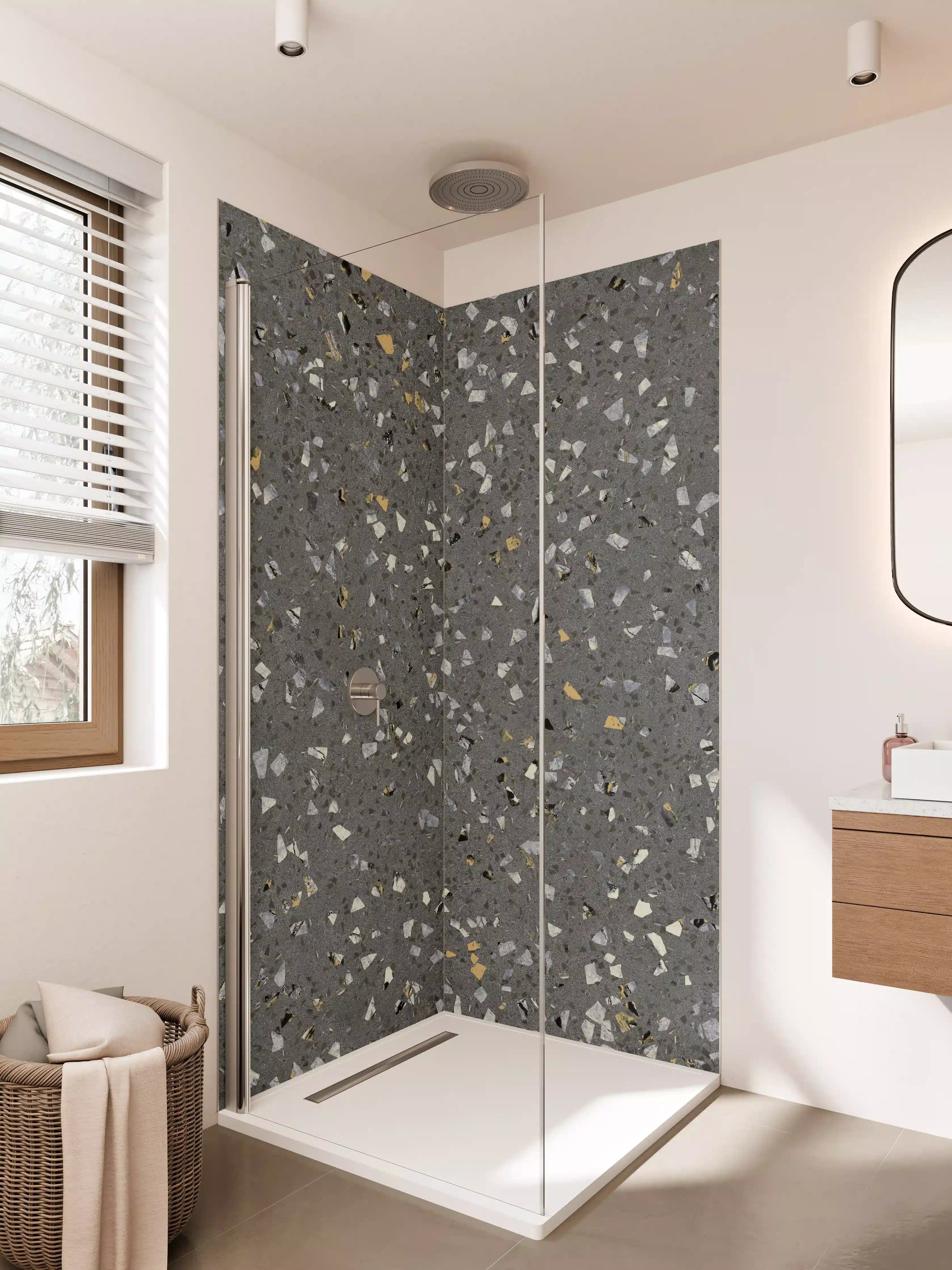 Duschrückwand - Gräuliches Wandmuster - Marmor